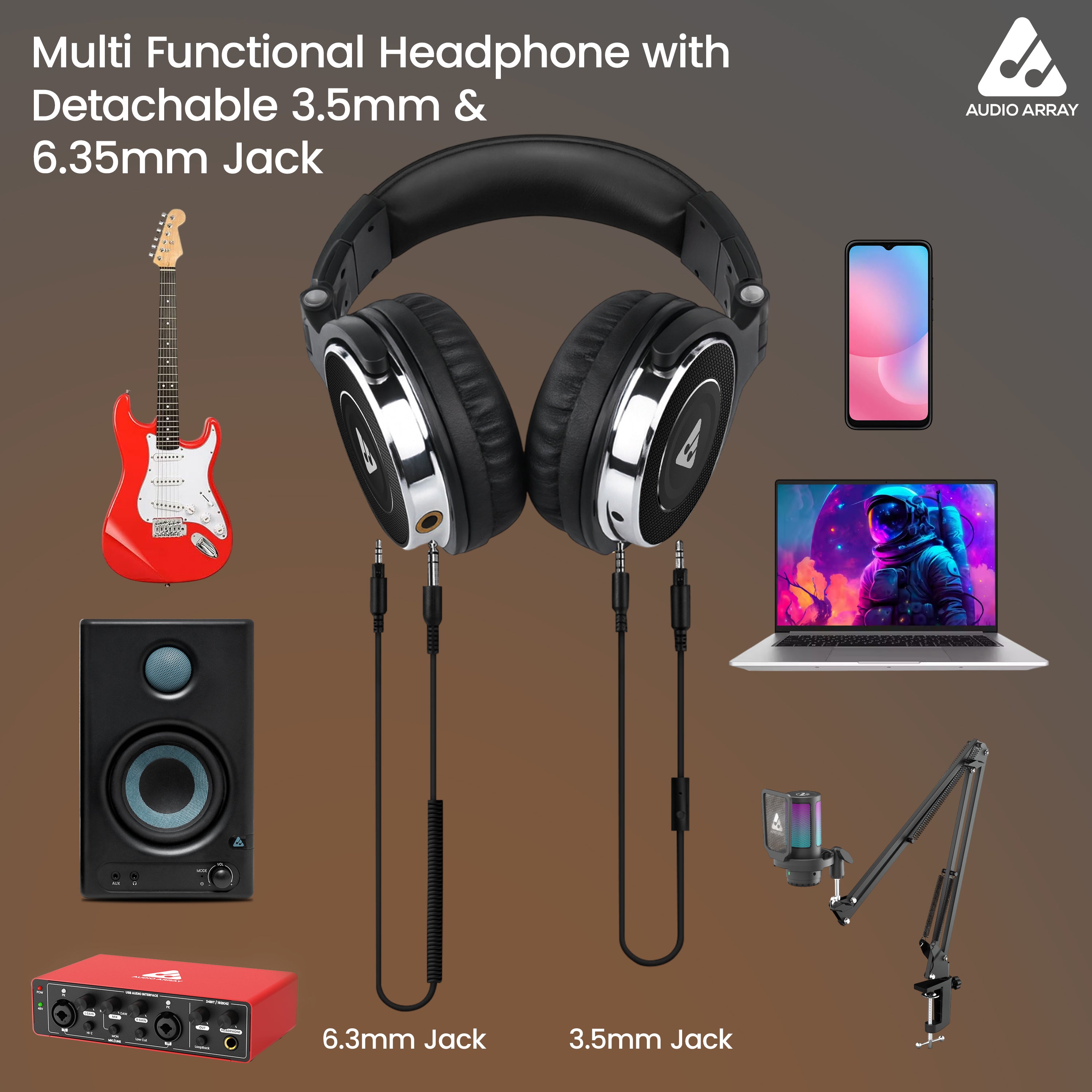 Audio Array AH-50 Professional 50mm DJ Monitoring Headphones