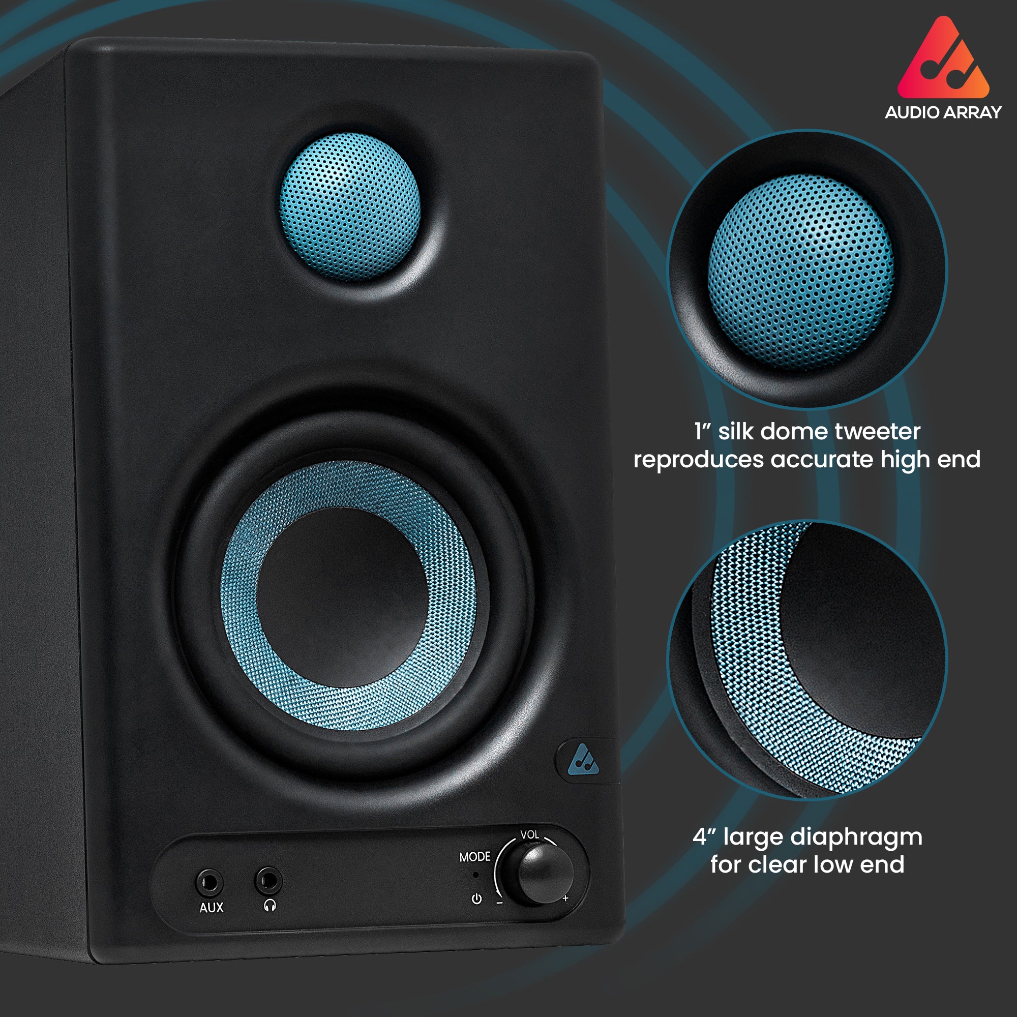 Audio Array AM-S1 Professional 4" Studio Monitor Speaker Pair