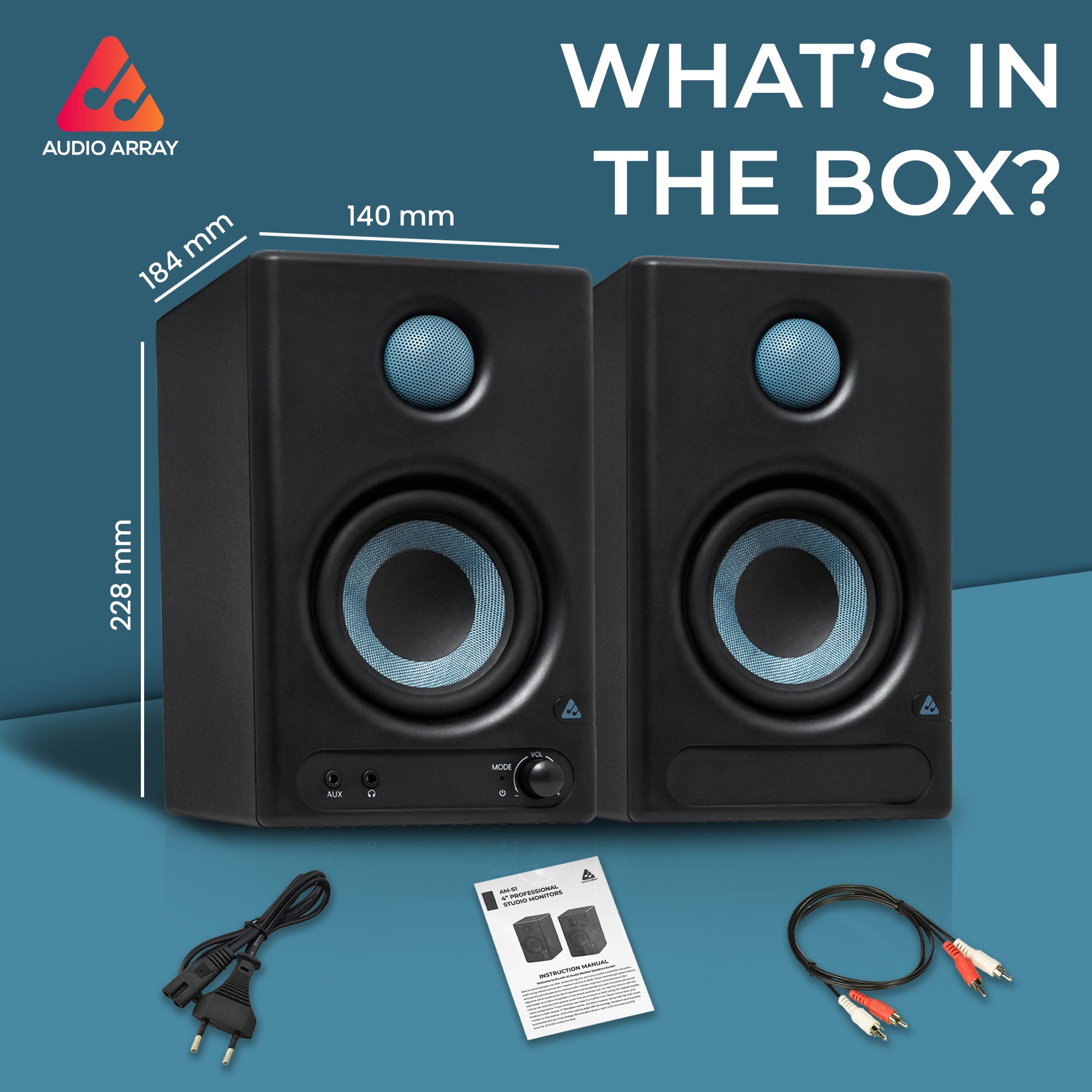 Audio Array AM-S1 Professional 4" Studio Monitor Speaker Pair