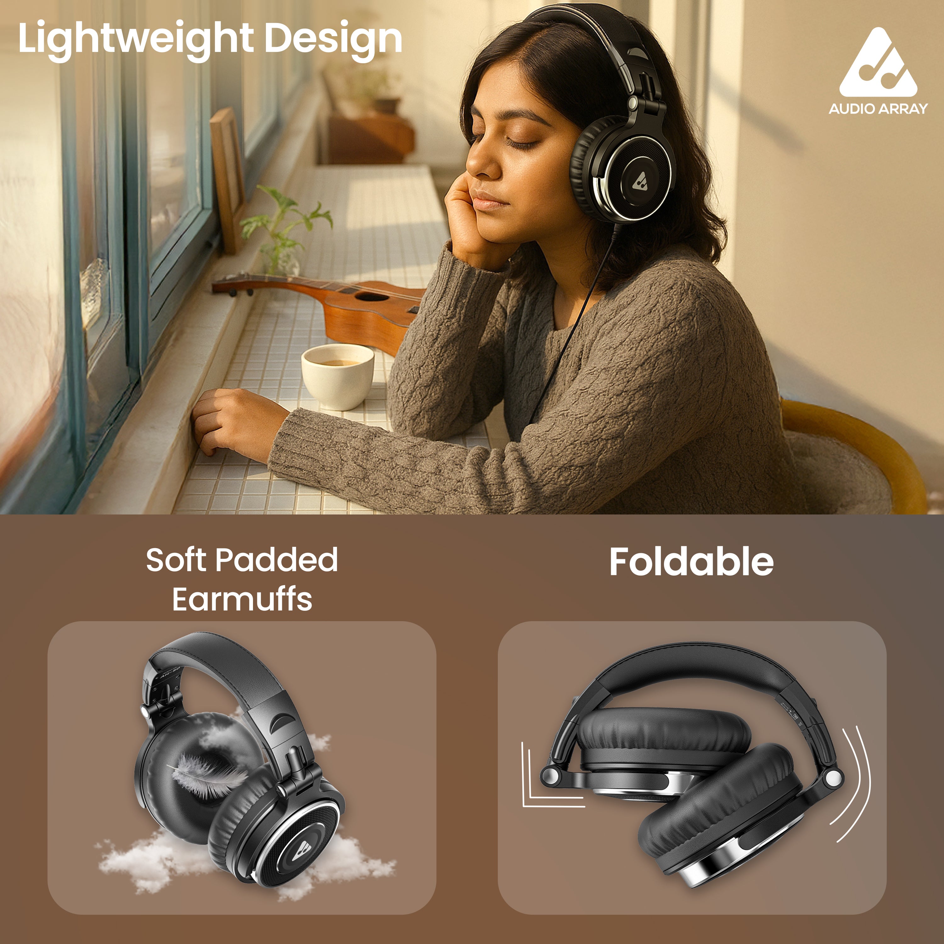 Audio Array AH-50 Professional 50mm DJ Monitoring Headphones