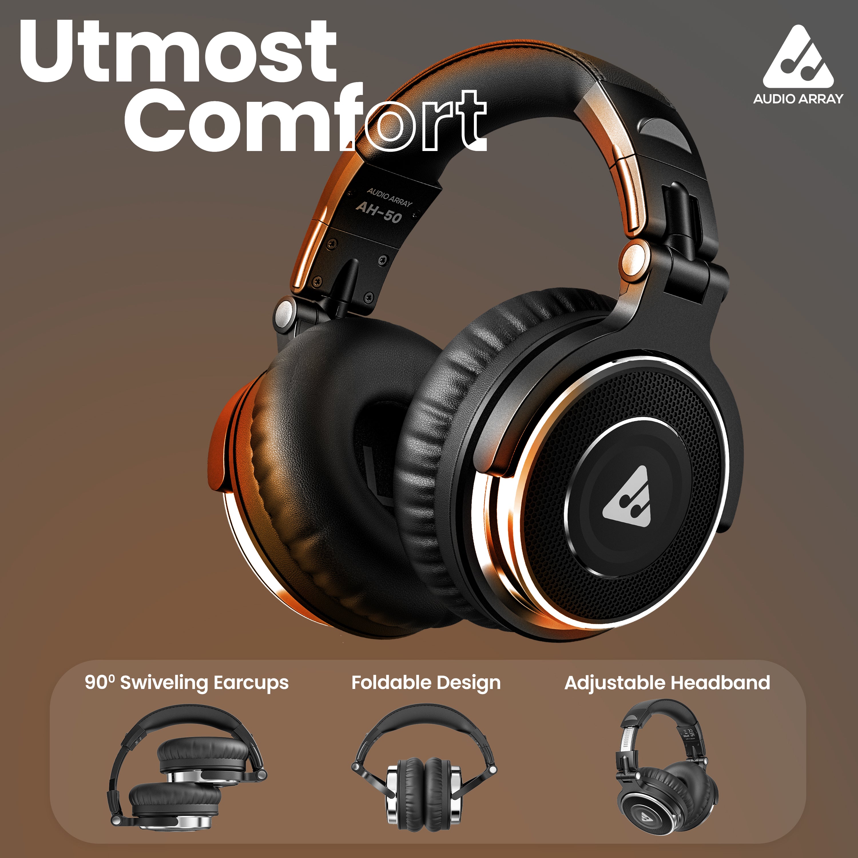 Audio Array AH-50 Professional 50mm DJ Monitoring Headphones