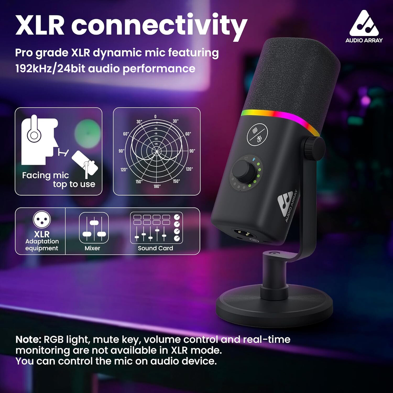 Audio Array AM-C45 Pro XLR/USB RGB Dynamic Microphone Kit