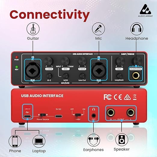 Audio Array Podcast Kit | USB/XLR Dynamic Mic with Boom Arm & Audio Interface | PB-09