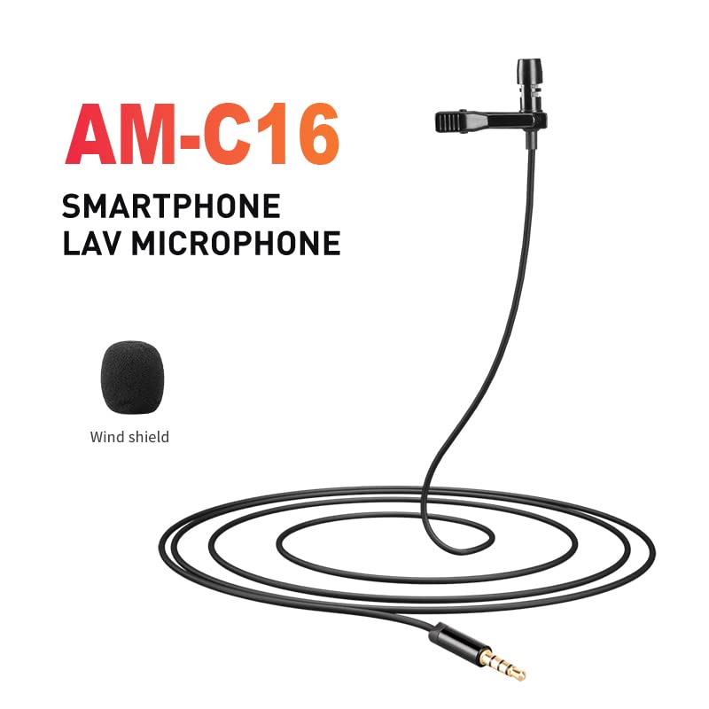 AM-C16 Lapel Microphone | 1M Long & Strong Cable