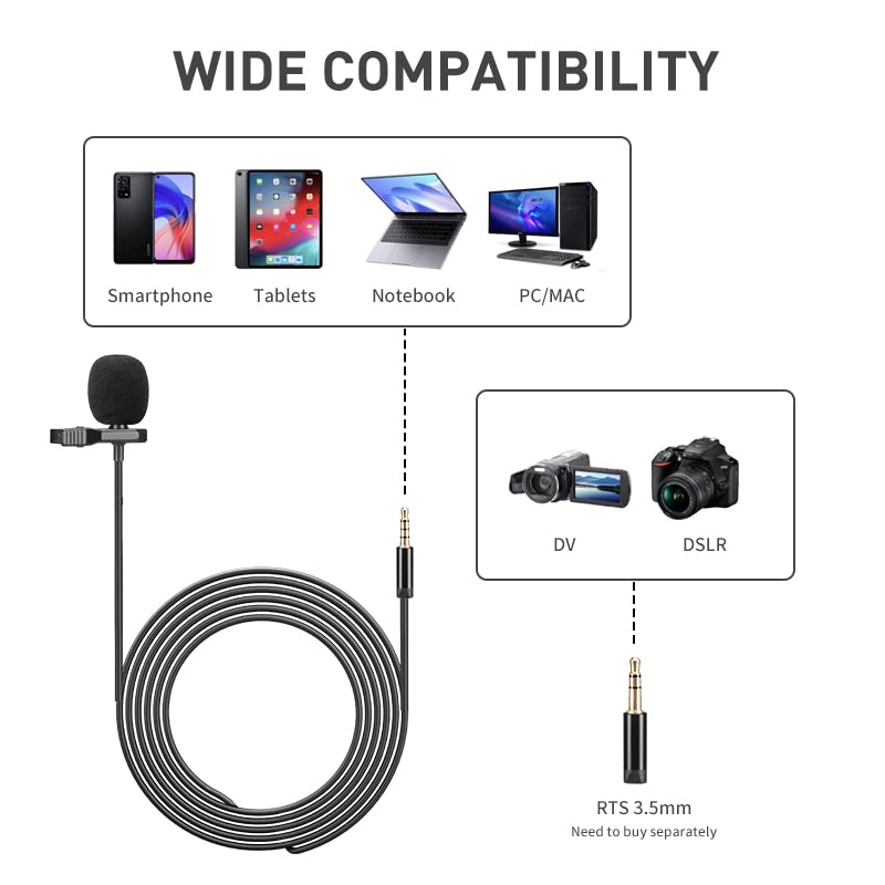 AM-C16 Lapel Microphone | 1M Long & Strong Cable