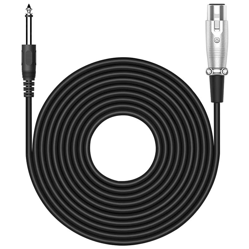 Audio Array AC-6XL Mic Cable 6.35mm Jack Male To XLR 3PIN Female Cord Wire | Black, 1pc pack (6 Meter/19.6 Feet)