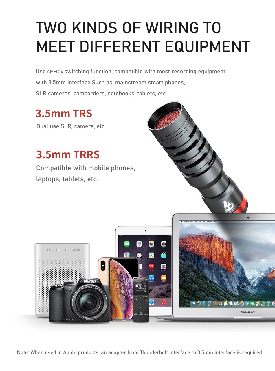 Refurbished - Audio Array Omnidirectional Condenser Shotgun Microphone with 3.5mm Connector with Battery for DSL & Smartphone (AM-C14)