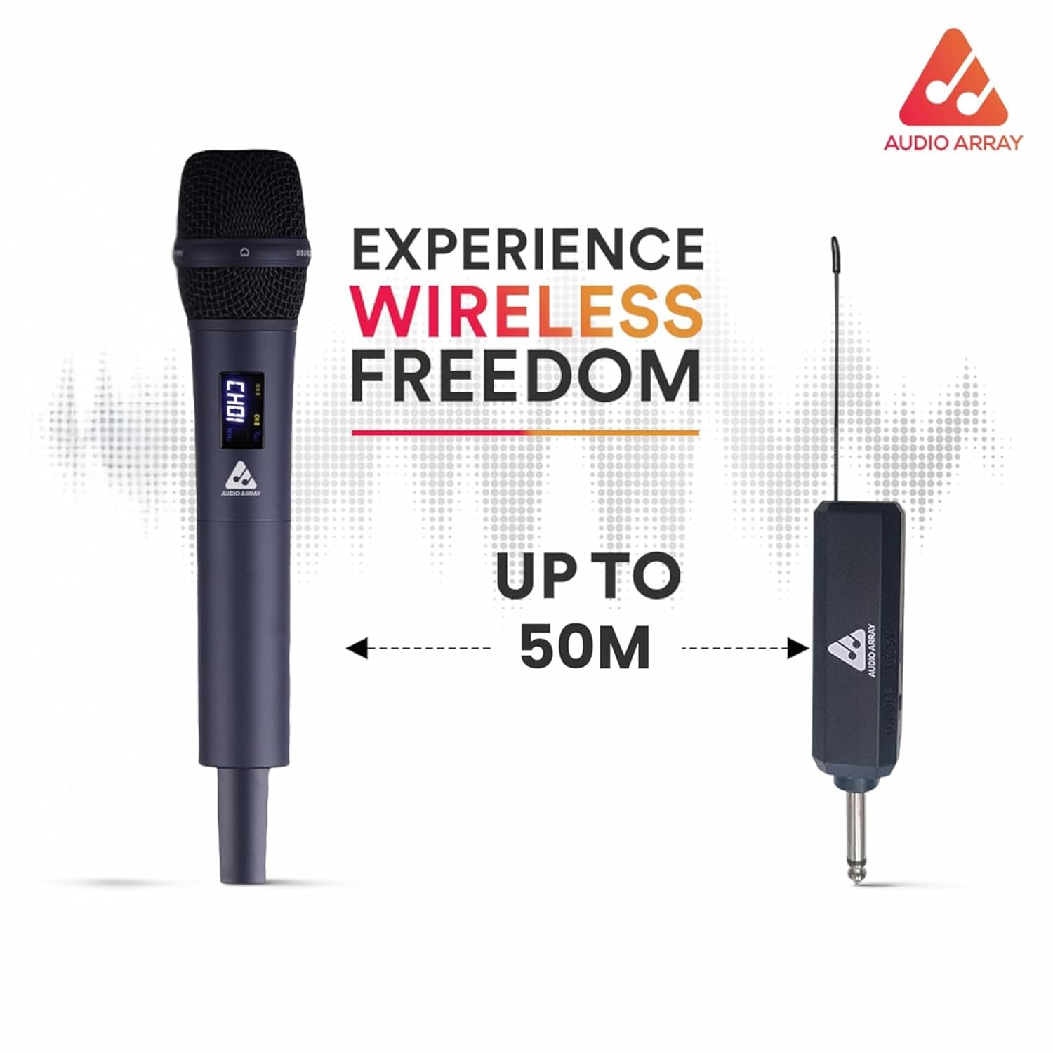 Audio Array AM-W33 UHF Solo Wireless Microphone | 6+ Hours Receiver Battery Backup