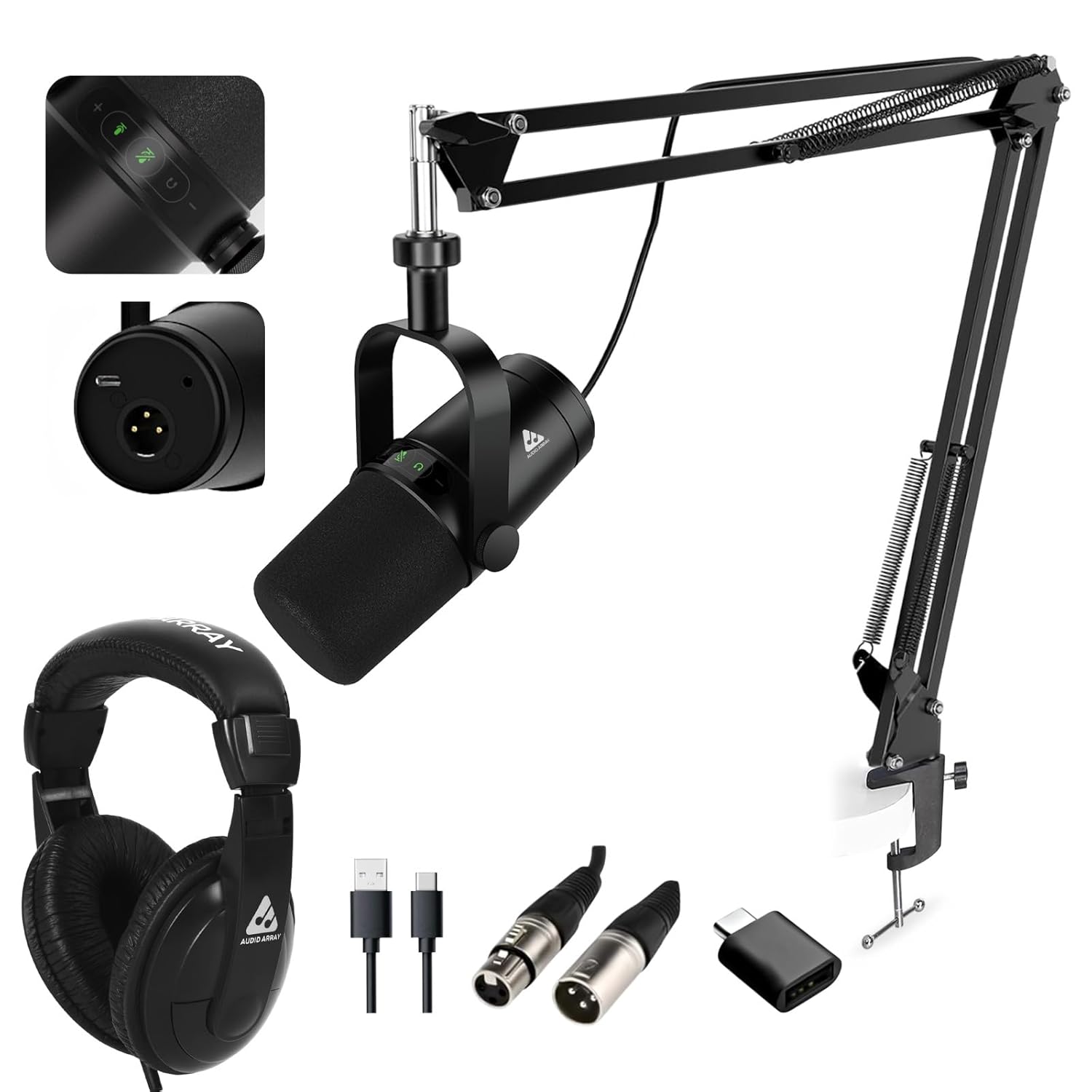Audio Array Professional Dynamic Studio Bundle with Headphones | PB-11