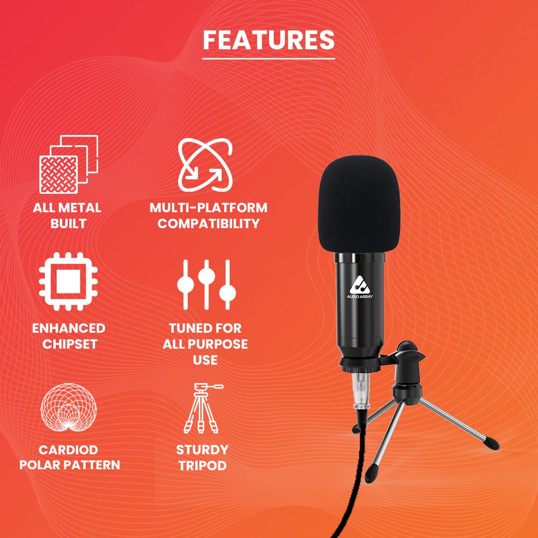 Audio Array AB-01 Audio Interface Podcasting Streaming Console Mixer with Bluetooth & XLR to 3.5mm Condenser Mic