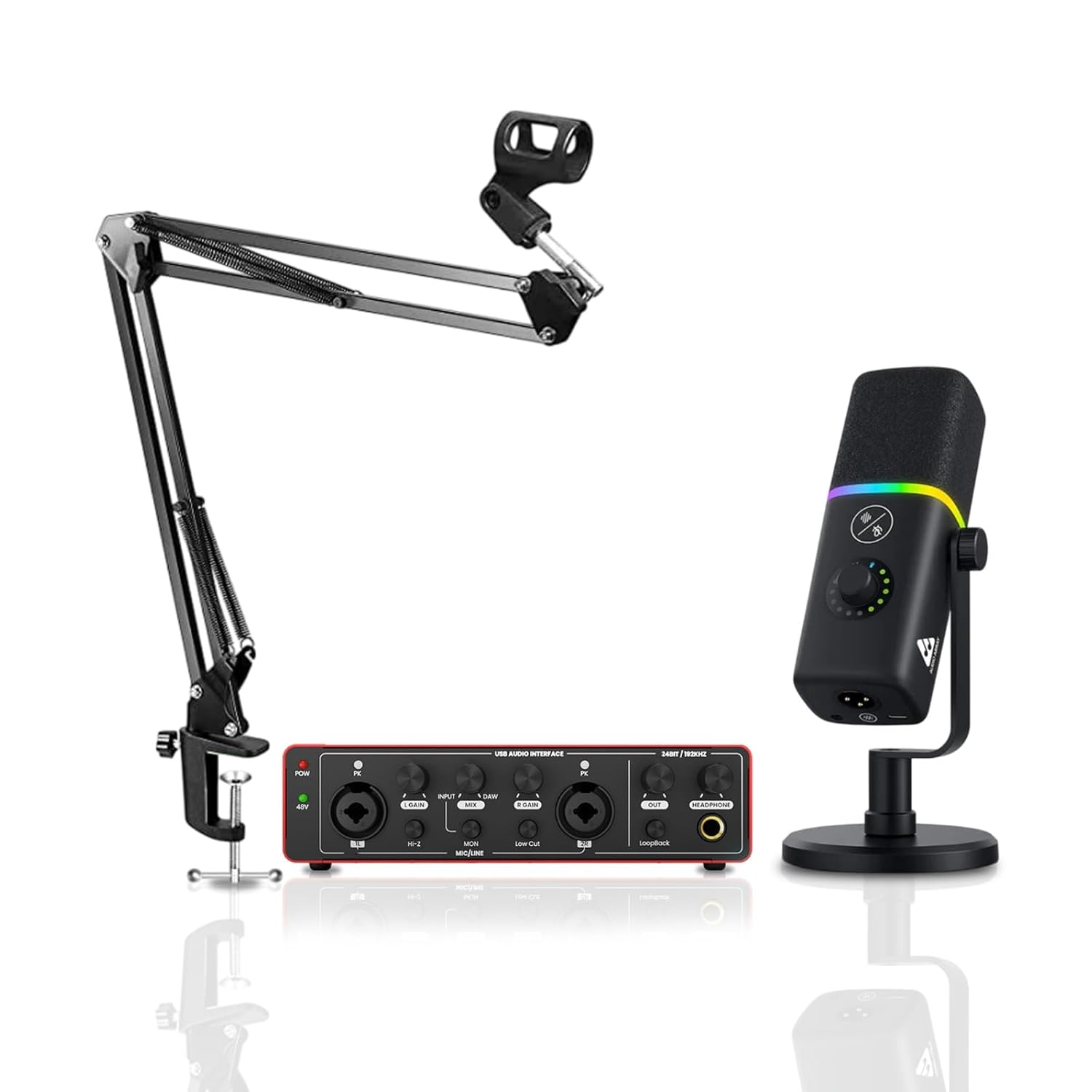 Audio Array RGB Podcast Bundle | Dynamic RGB USB/XLR Mic | PB-07