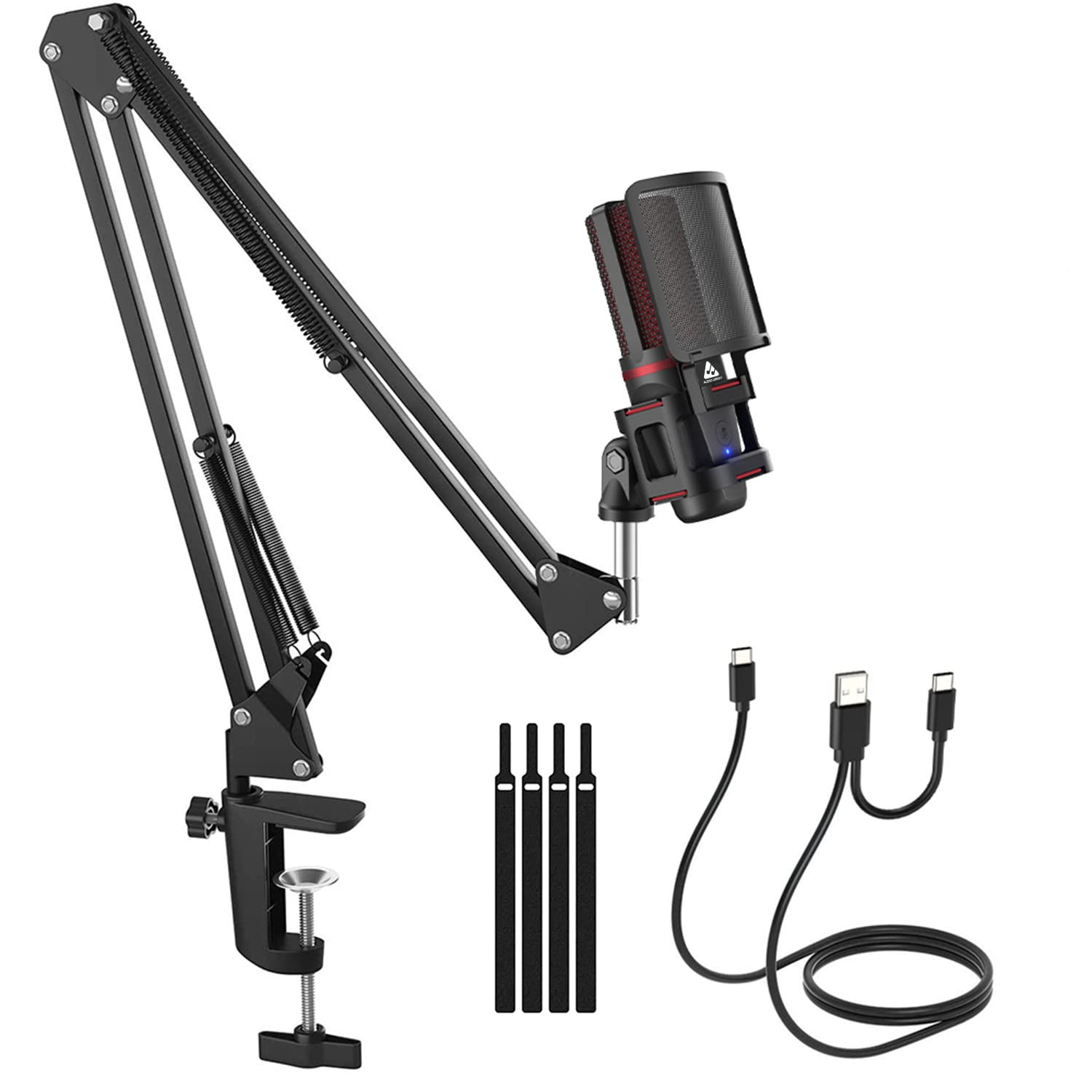 AM-C7 Plug & Play Condenser Microphone Kit with Boom Arm & Pop-filter