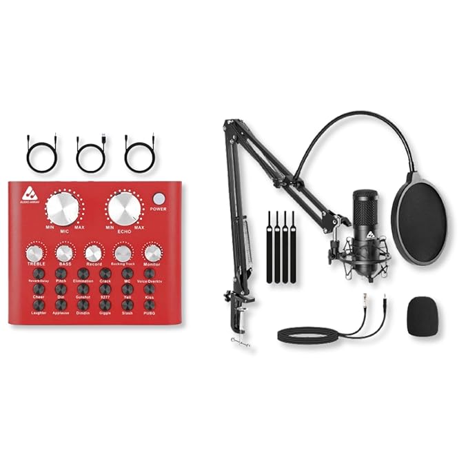 AB-08 Professional USB Bluetooth Soundcard Mixer Bundle with XLR Condenser Mic Kit