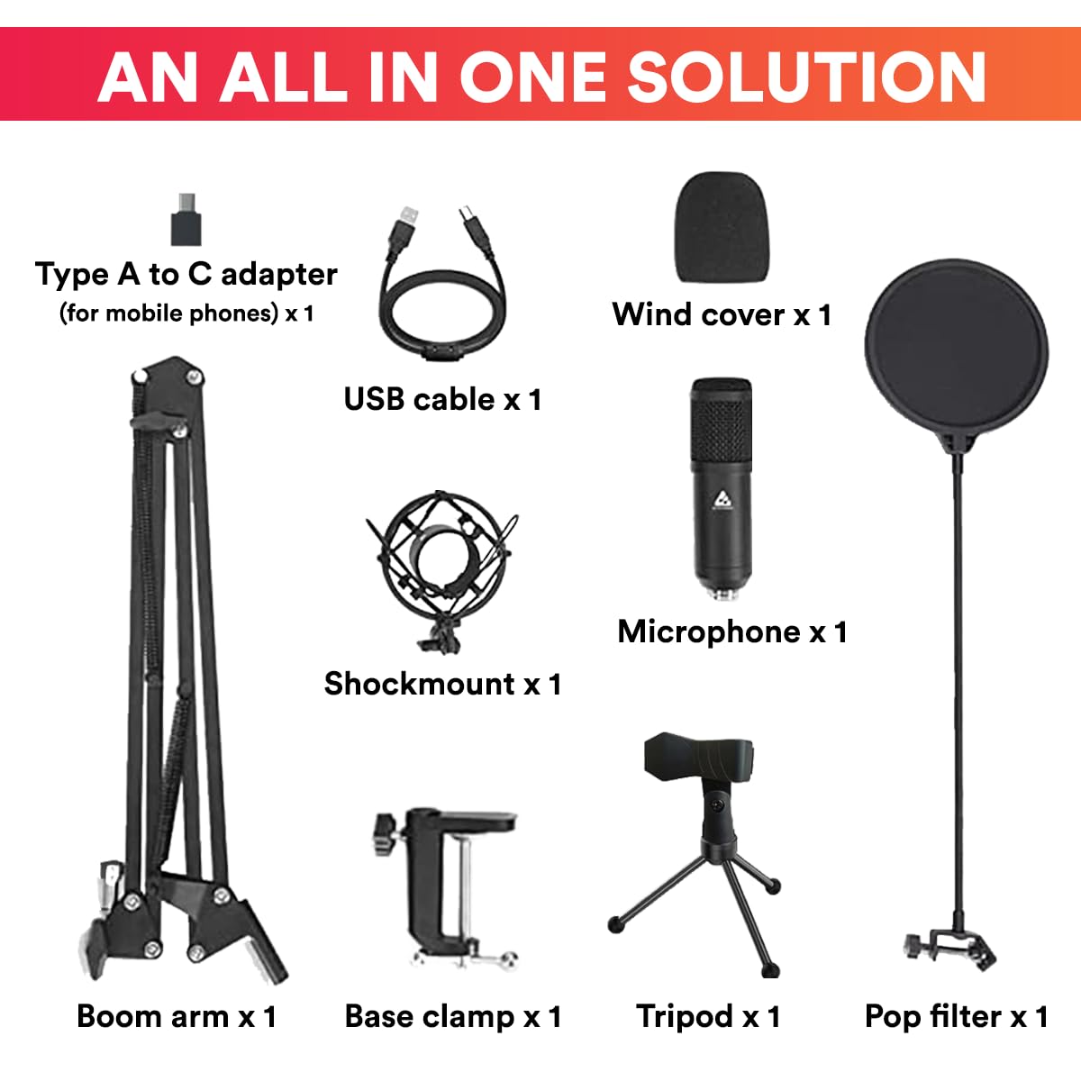 AM-C1 USB Condenser Microphone Kit
