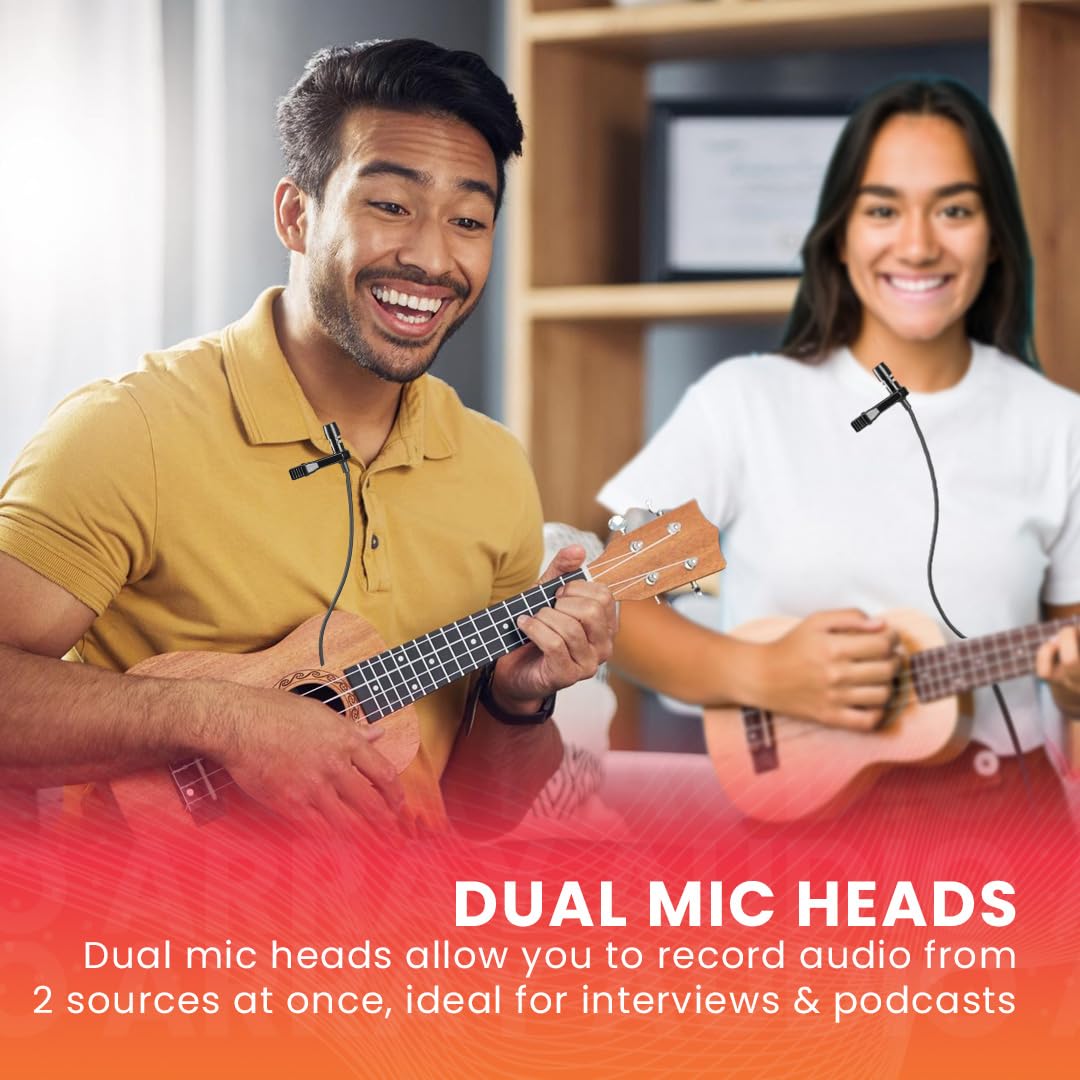 Refurbished - Audio Array 3.5 Mm Lavaliver Microphone Mini Recording Double Lavalier Microphone (AM-C35)