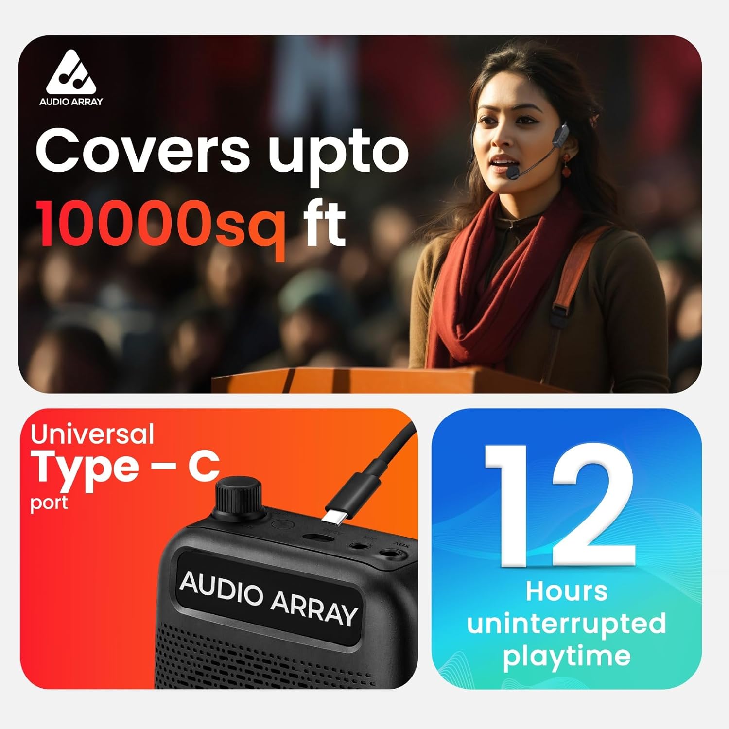 Audio Array AM-W47 Wireless Voice Amplifier with Bluetooth 5.3