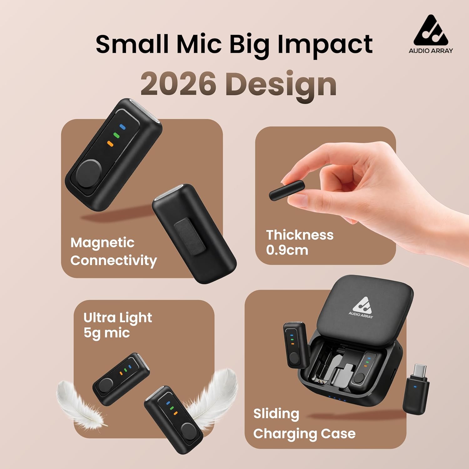 Audio Array AM-W24 Wireless Magnetic Mic, AI Noise Reduction