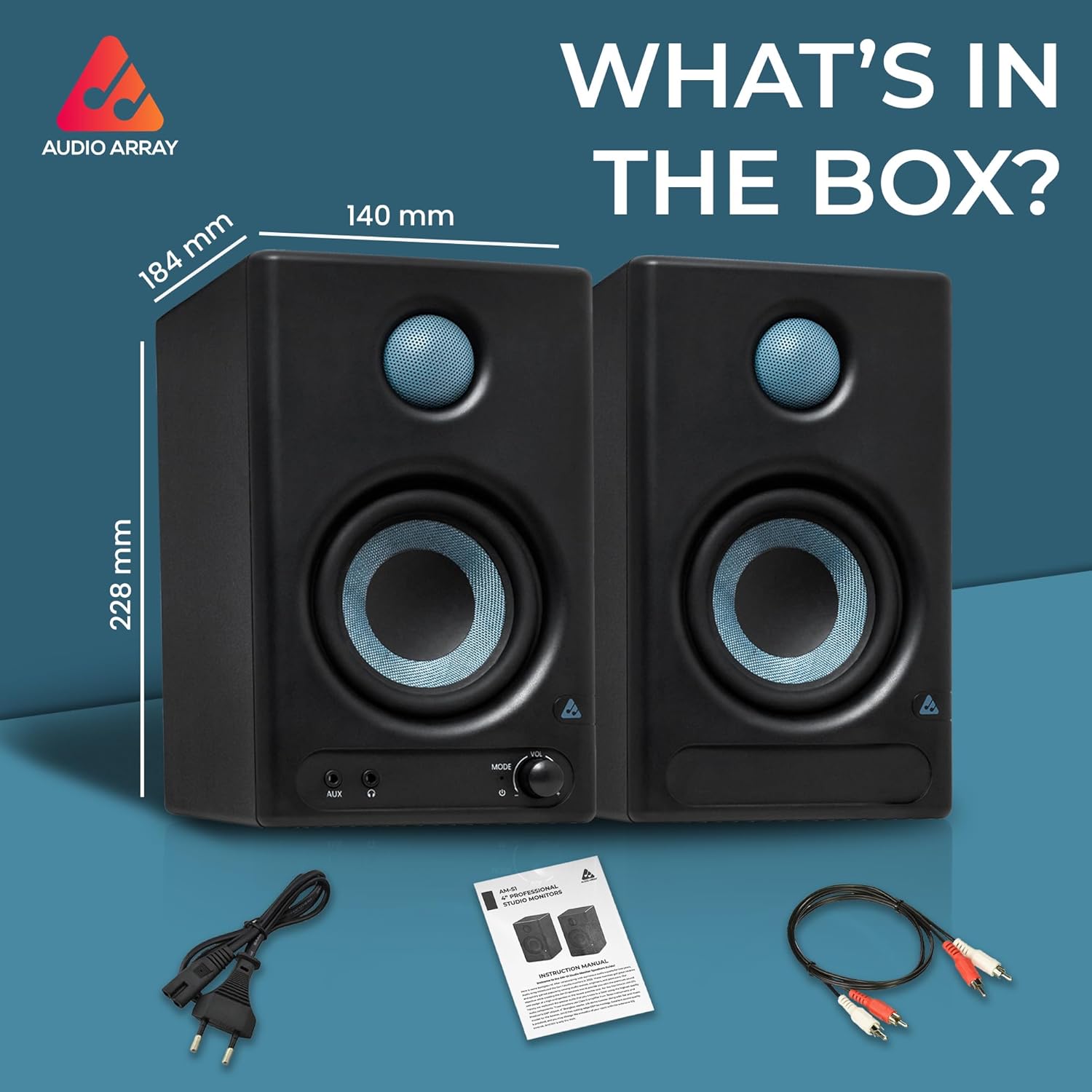 Audio Array AM-S1 Professional 4" Studio Monitor Speaker Pair