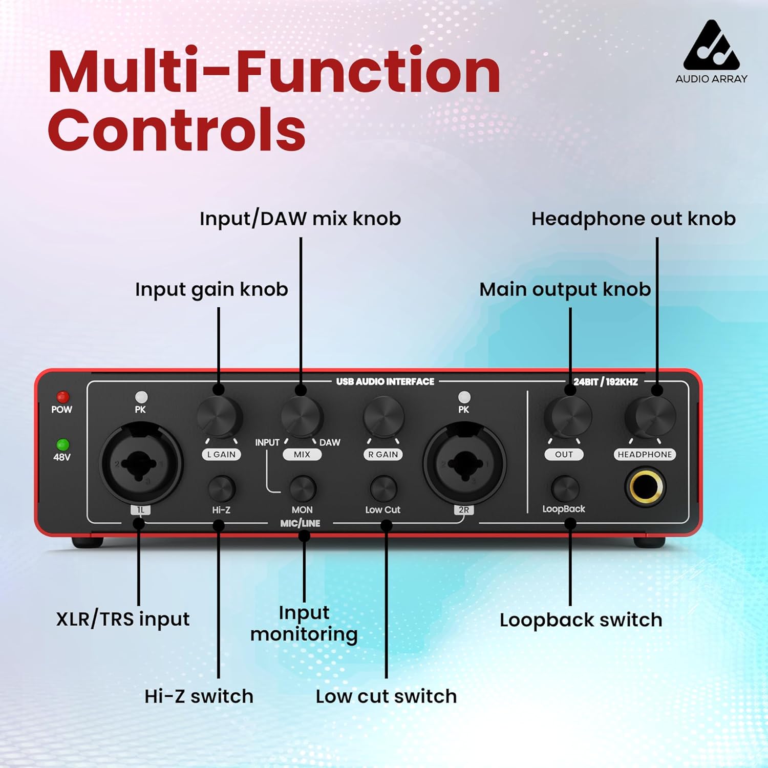 AI-04 2x2 Audio Interface | Metal Body | Red