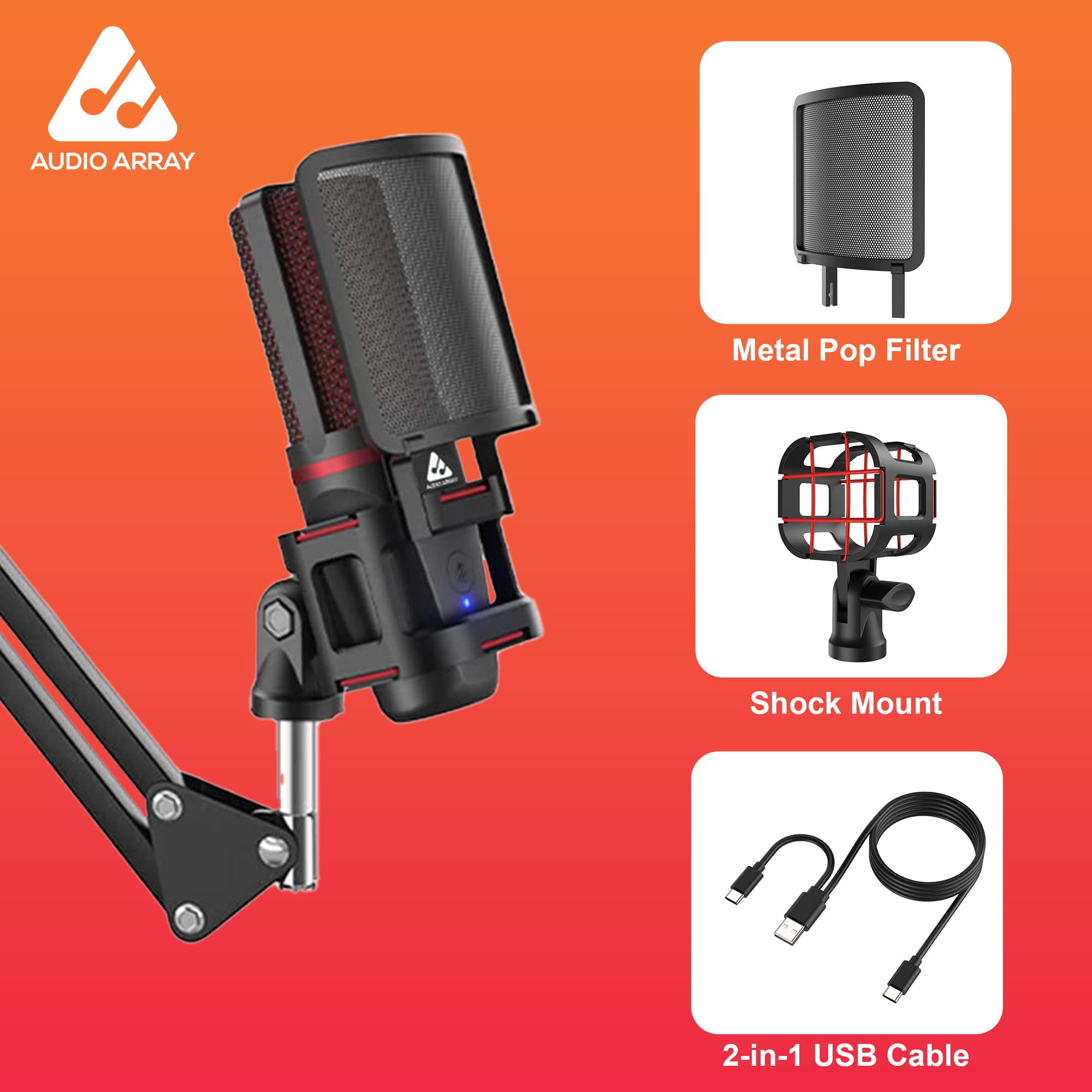 AM-C7 Plug & Play Condenser Microphone Kit with Boom Arm & Pop-filter