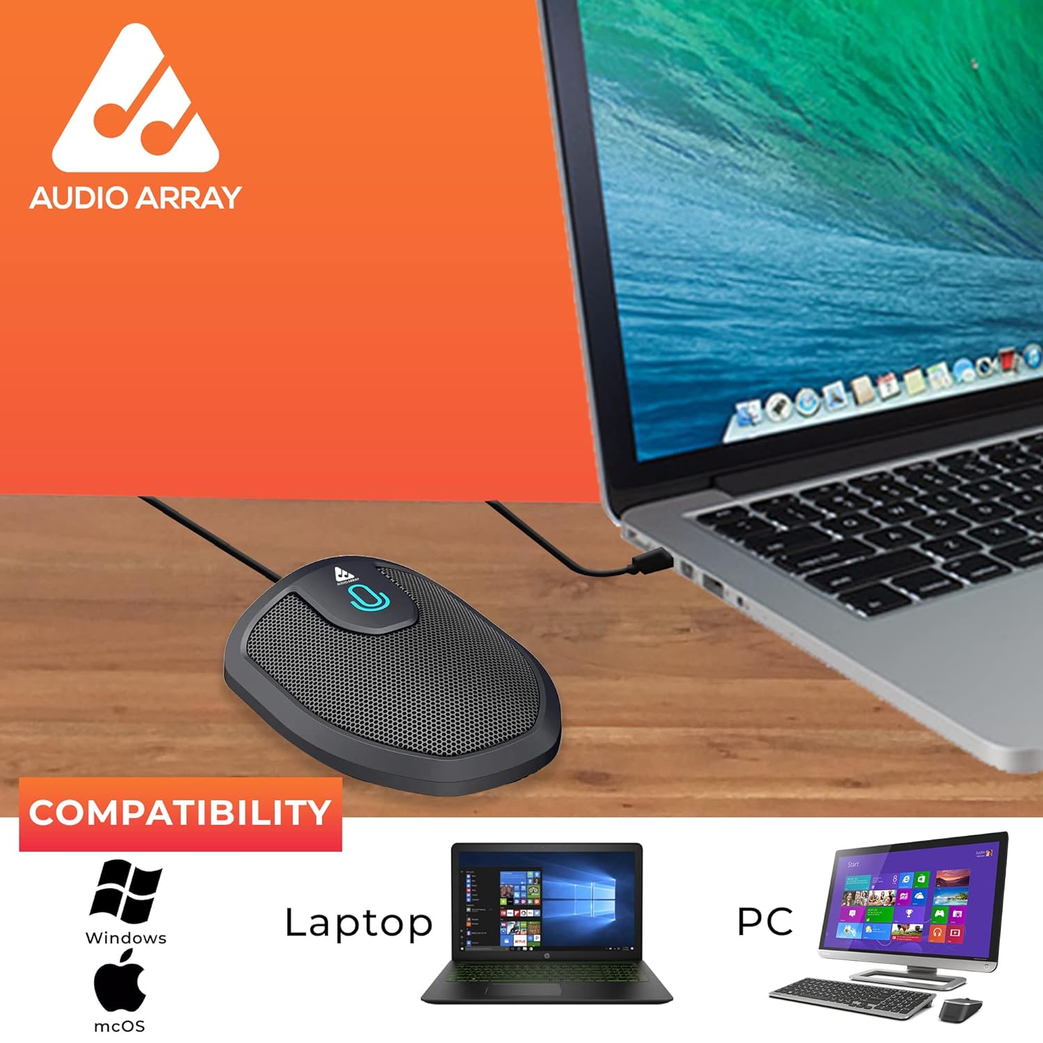 Refurbished - Audio Array AM-C28 Plug & Play USB Professional Omnidirectional Multi-Person Conference Room Condenser Microphones