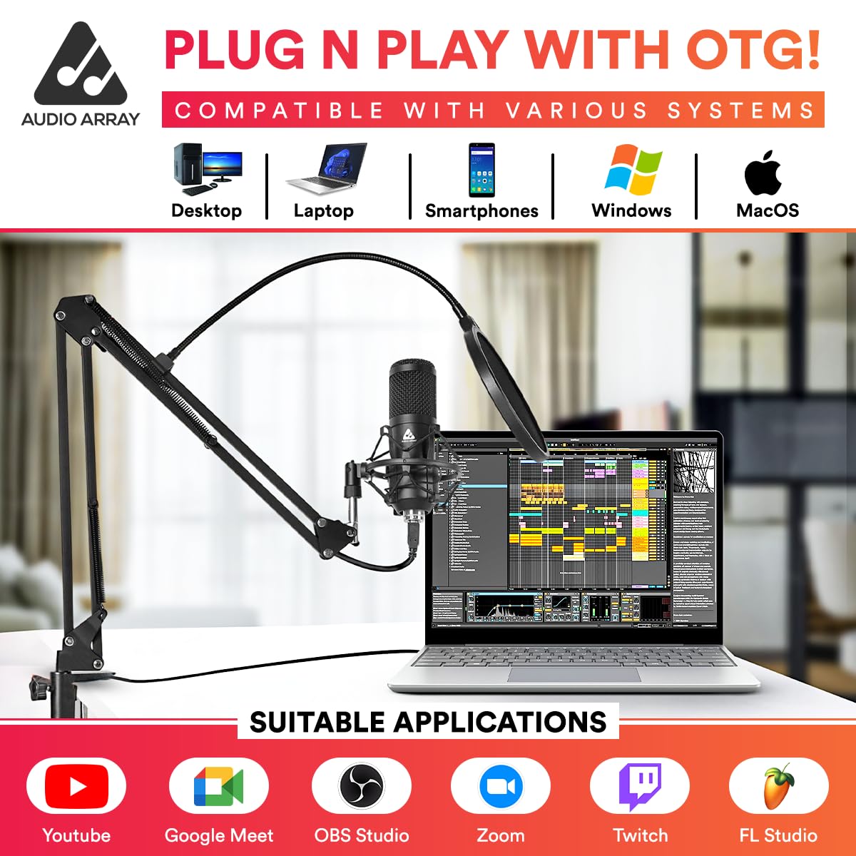 AM-C1 USB Condenser Microphone Kit