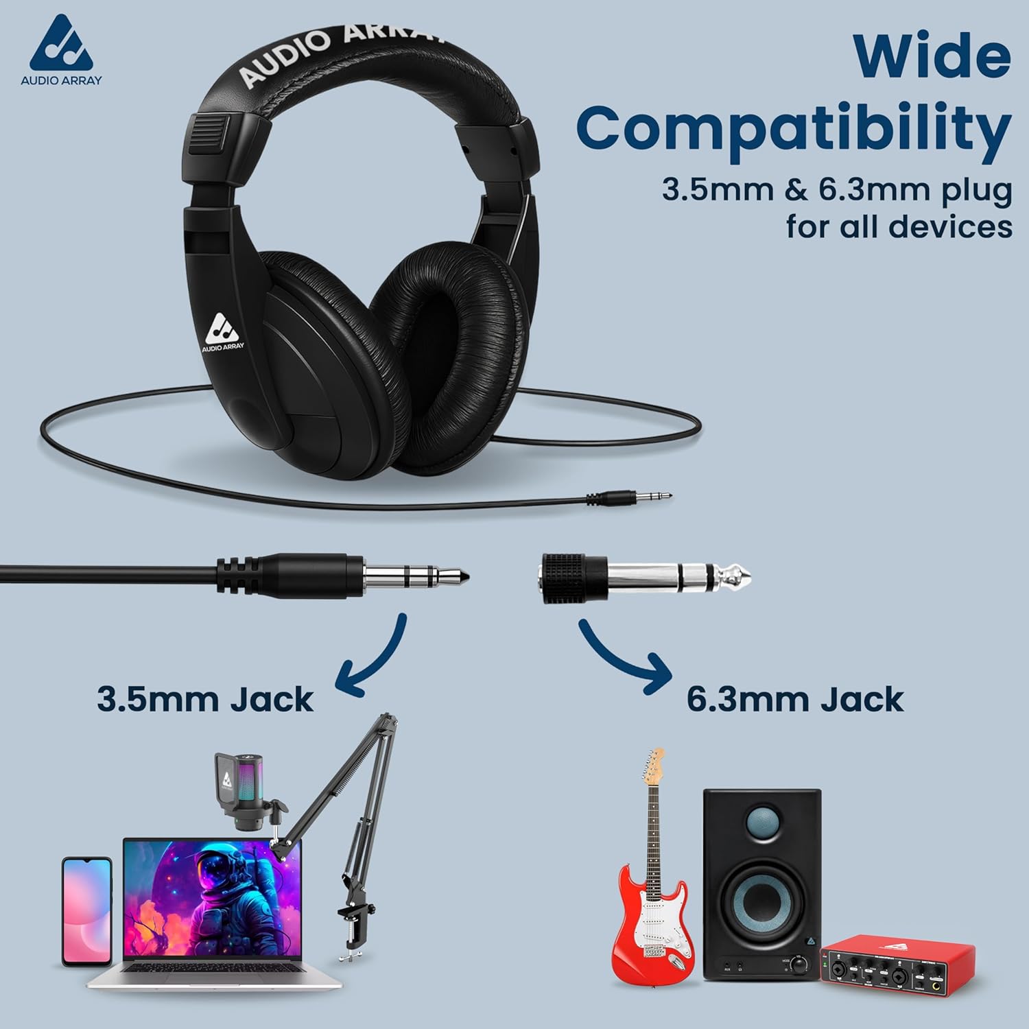 Audio Array Professional Dynamic Studio Bundle with Headphones | PB-11
