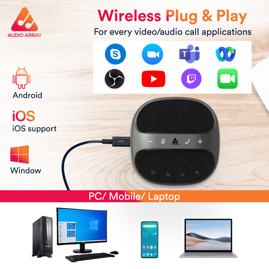 AM-W45 Wireless Conference Microphone with Speaker