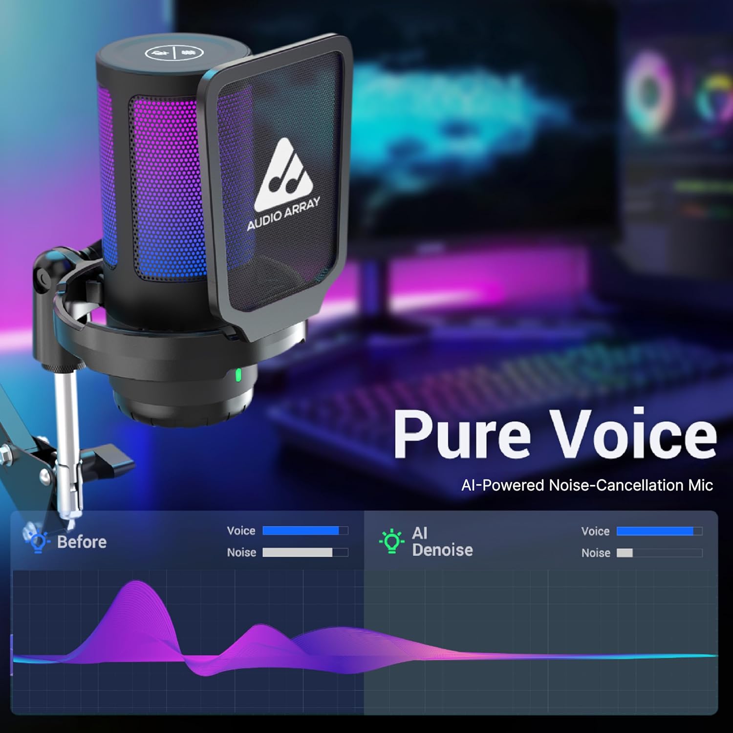 Audio Array AM-C46 Professional RGB USB Condenser Microphone Kit