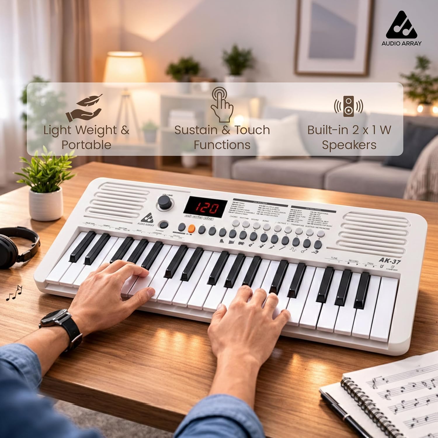 Audio Array AK-37-W White MIDI Keyboard