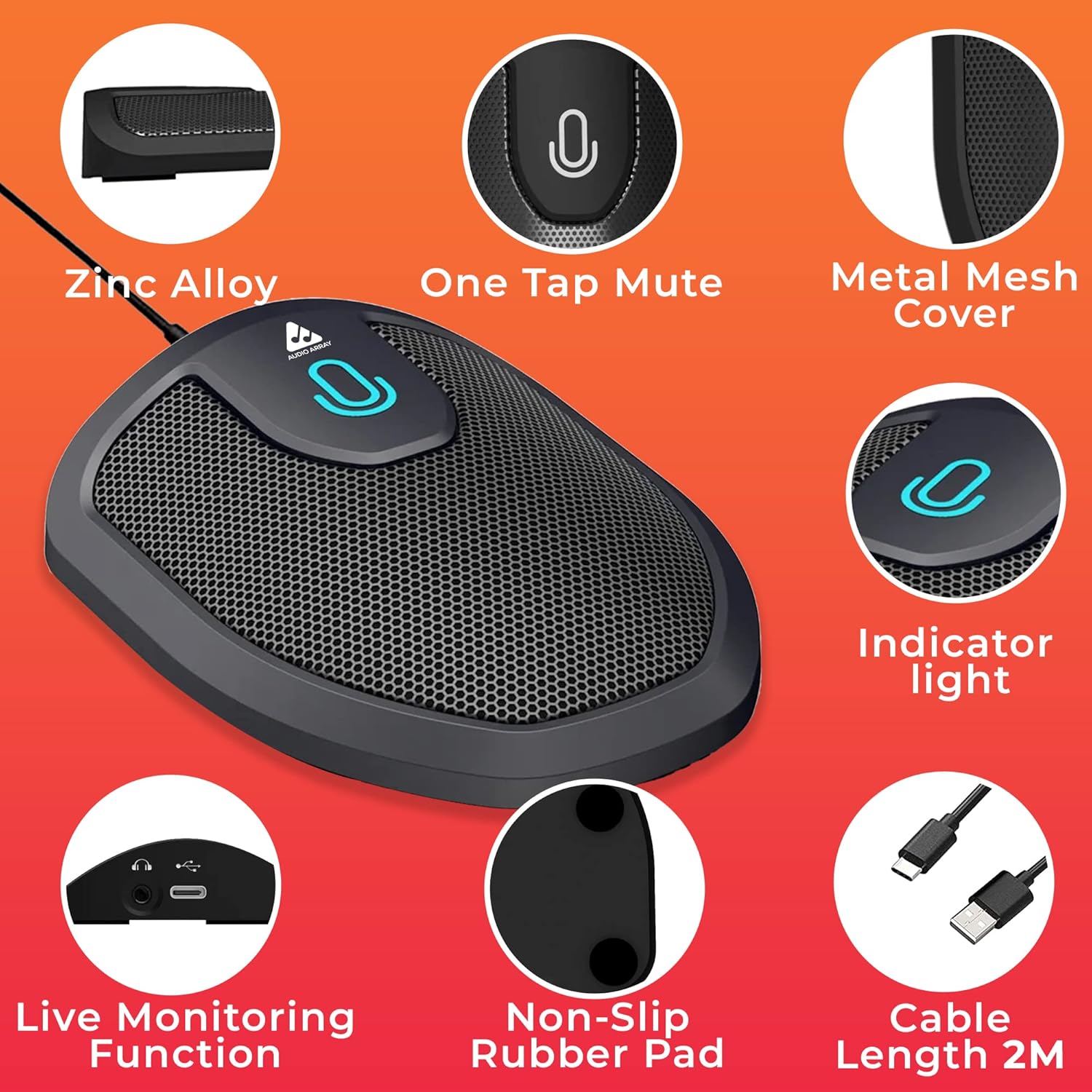 Refurbished - Audio Array AM-C28 Plug & Play USB Professional Omnidirectional Multi-Person Conference Room Condenser Microphones