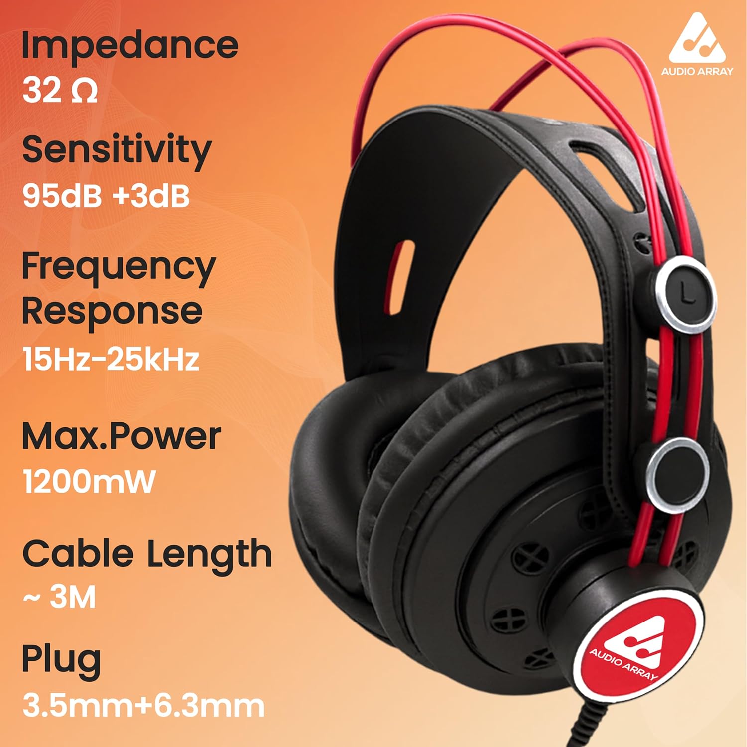 AH-60-RD Semi-Open Back Over-Ear Live Monitoring Headphones