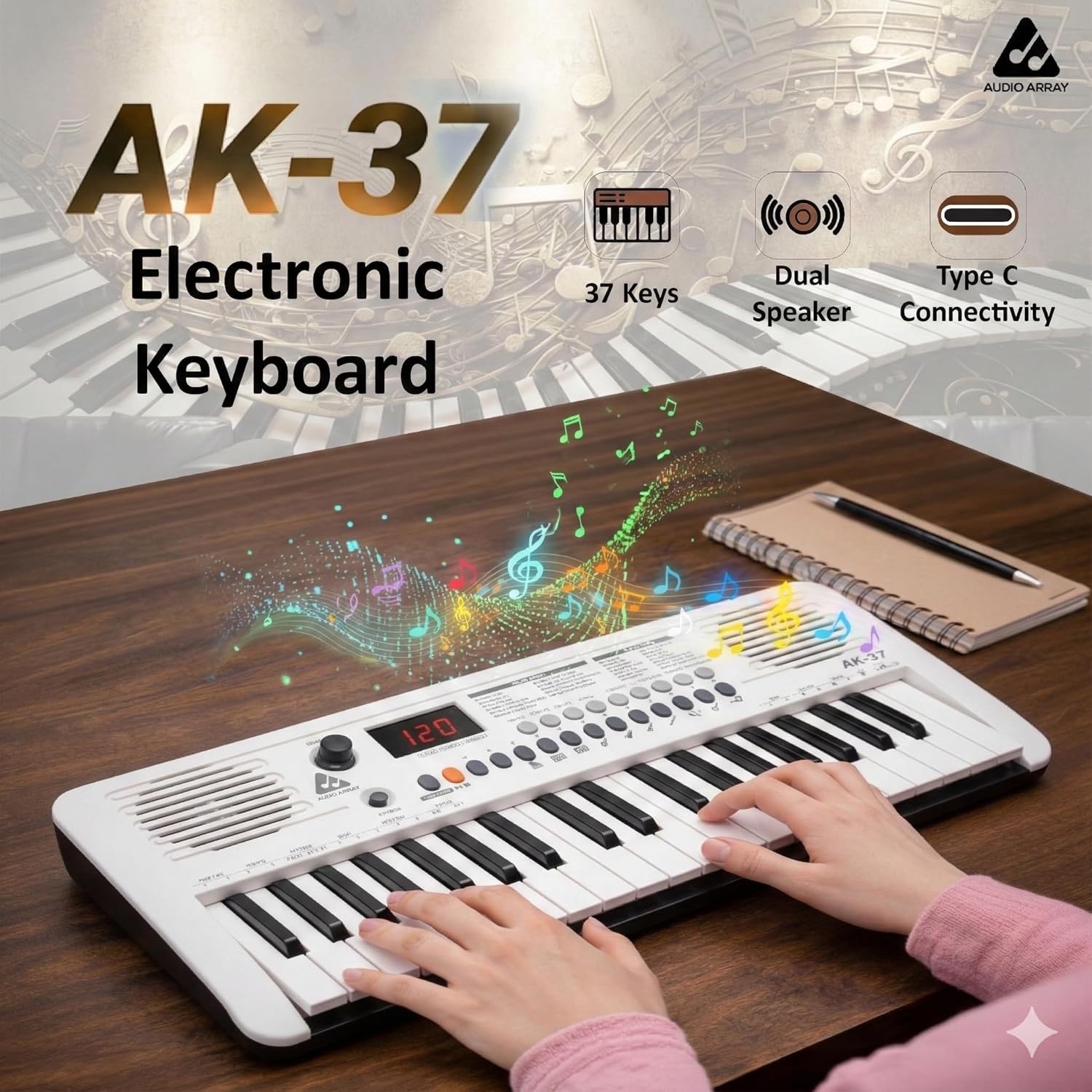 Audio Array AK-37-W White MIDI Keyboard