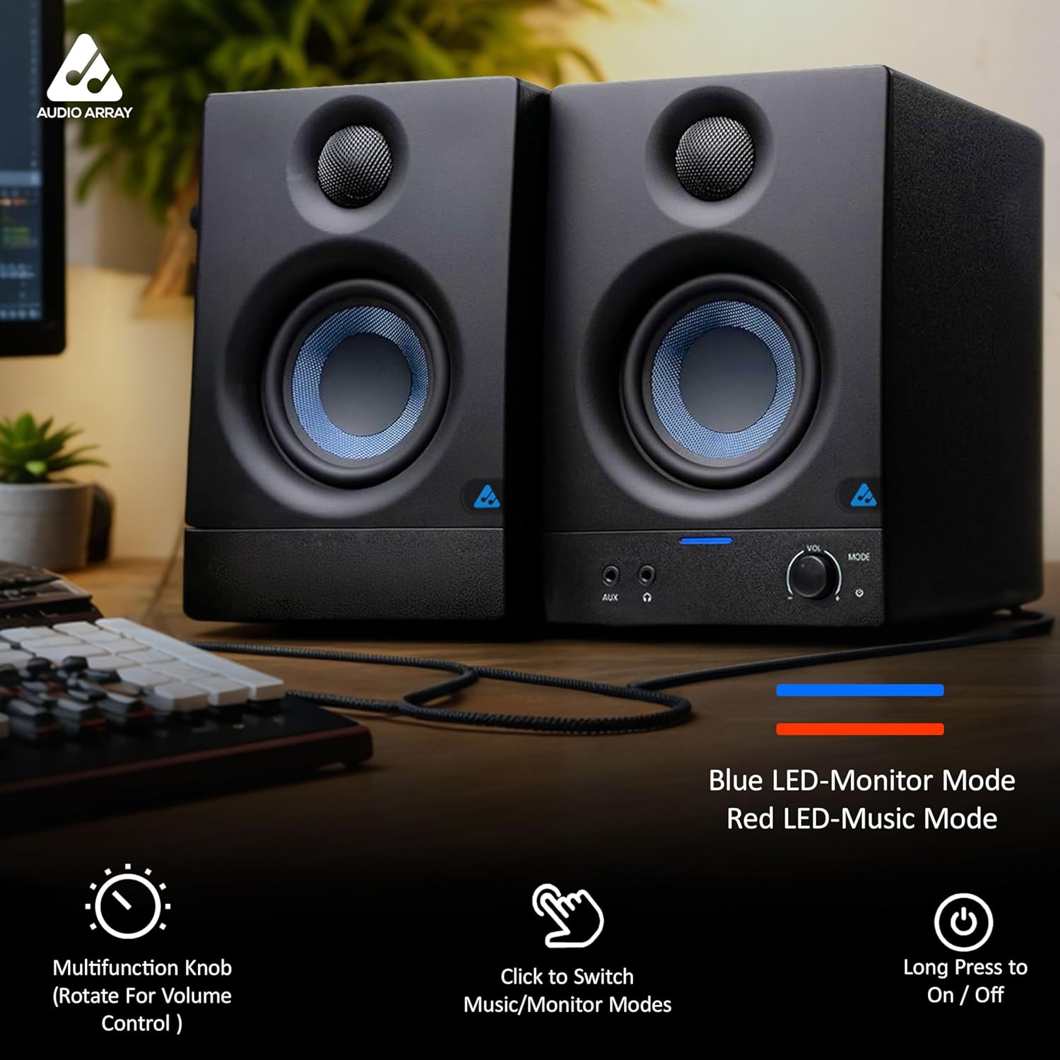 Audio Array AM-S2 50 Watt 3.5" Studio Monitor Speakers