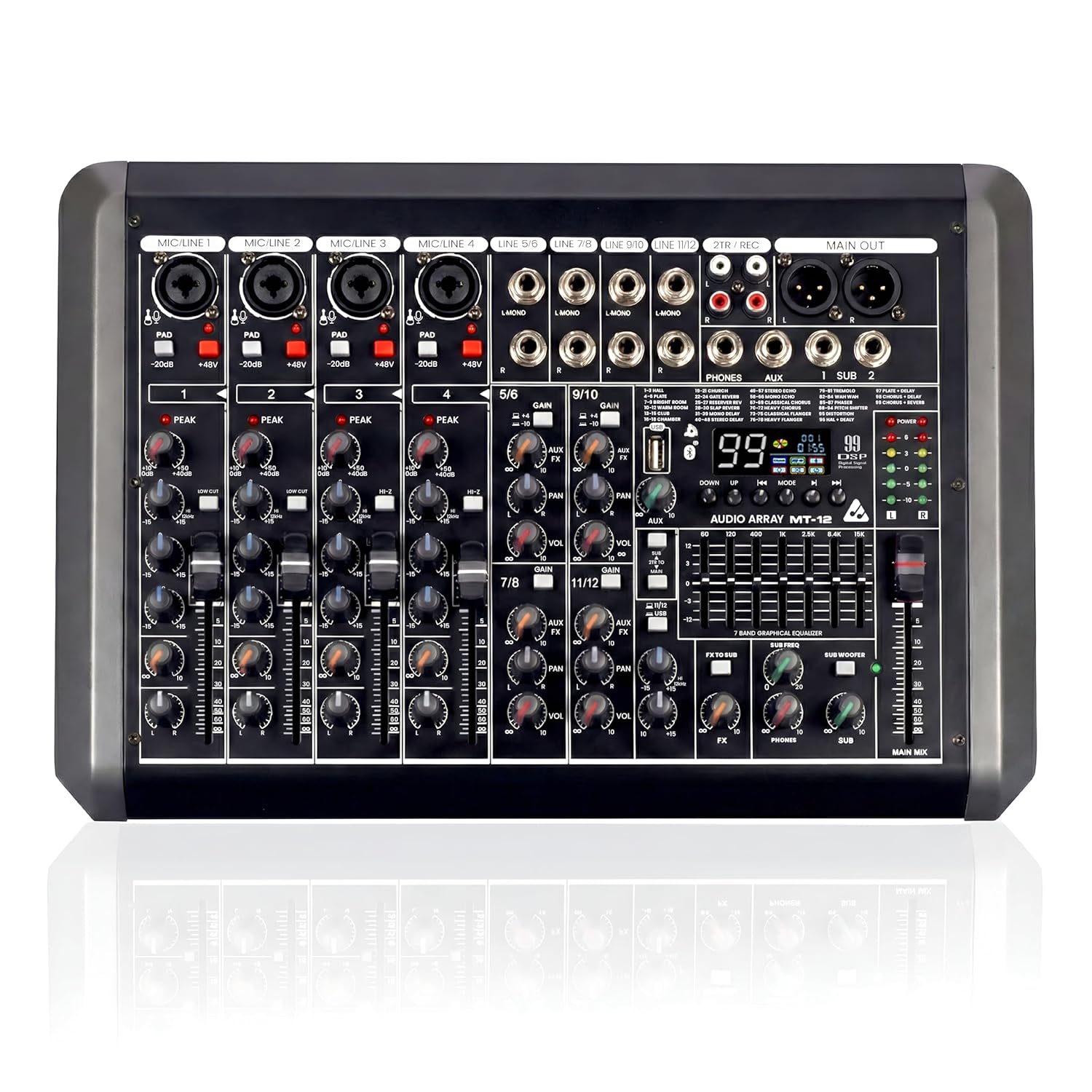 Audio Array MT-12 12 Analog+2 Digital Channel Hybrid Analog+USB Mixer