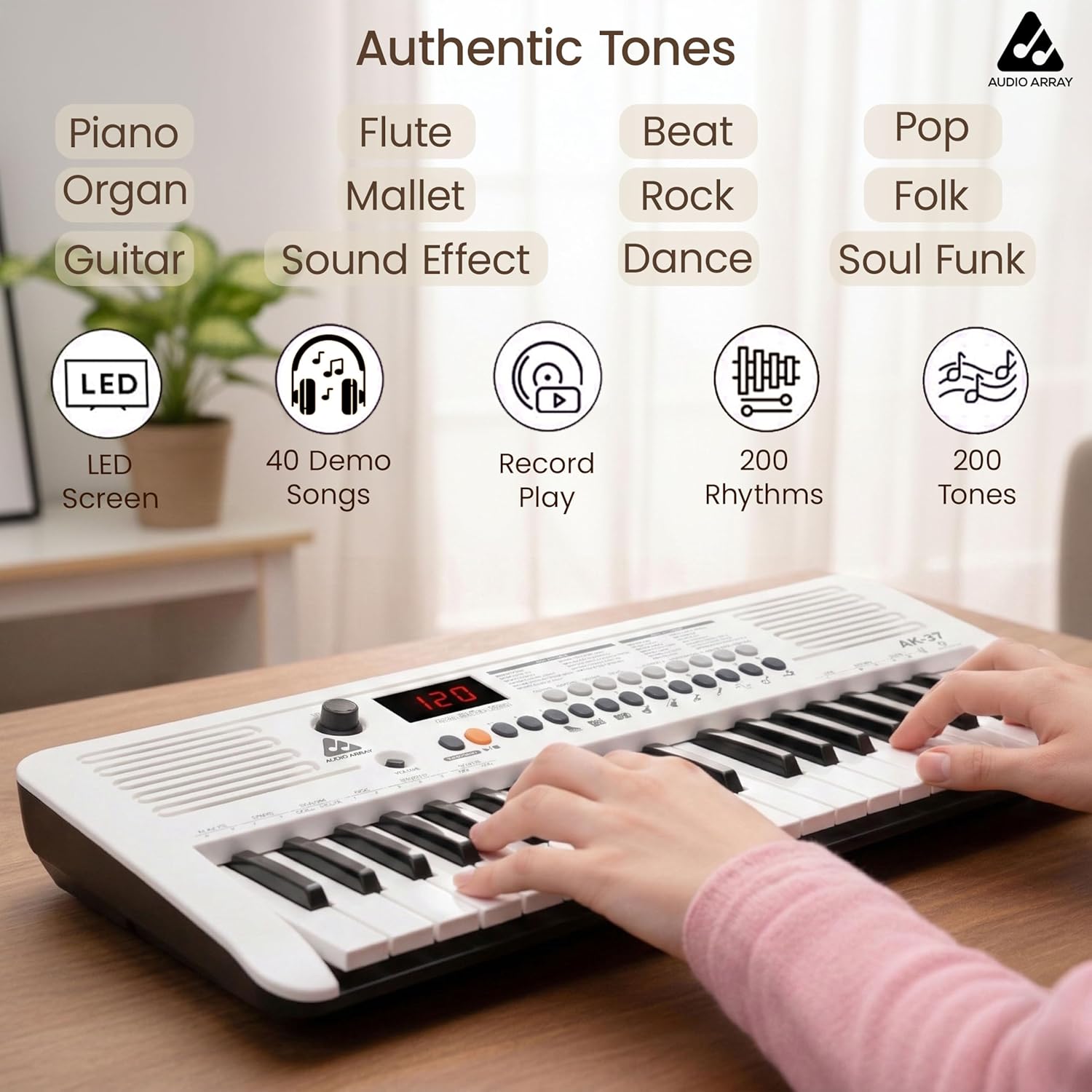 Audio Array AK-37-W White MIDI Keyboard