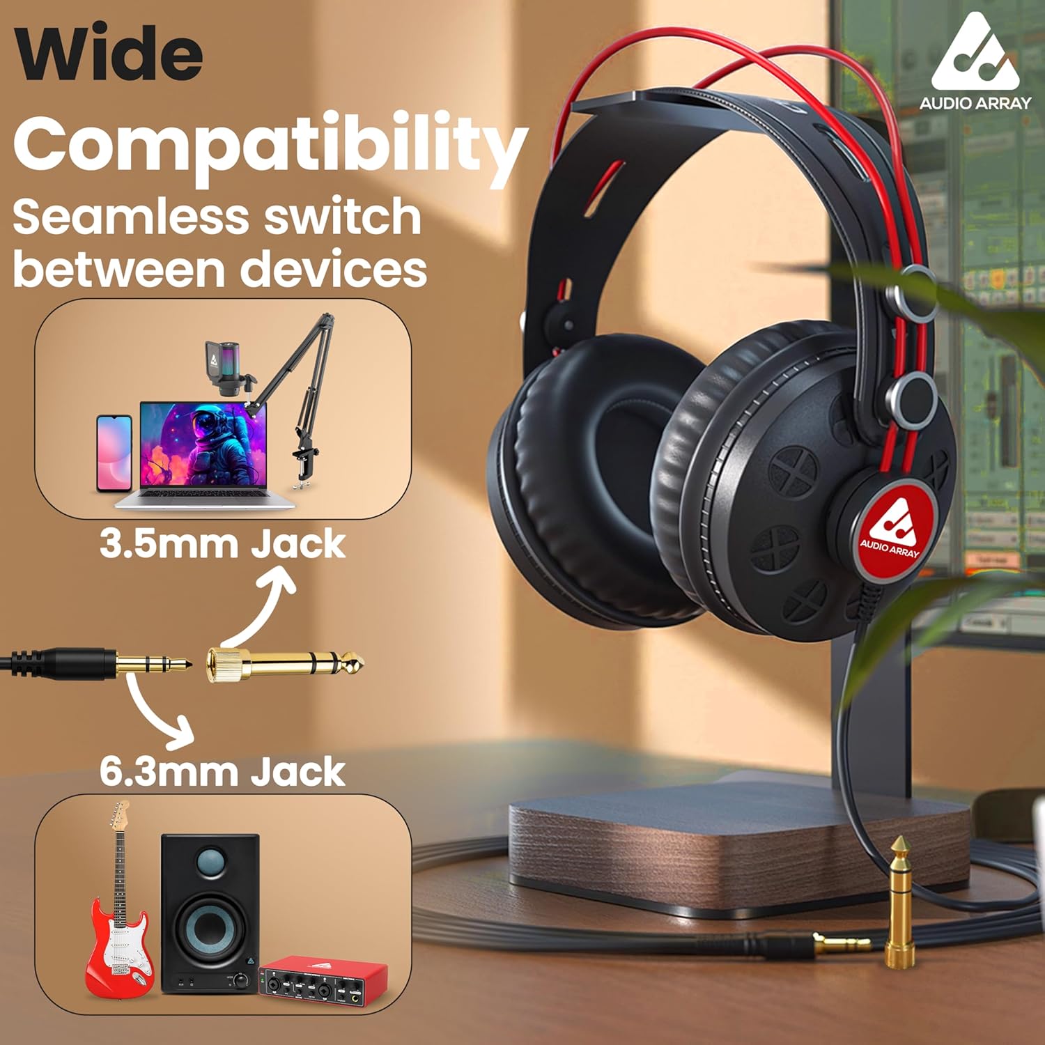 AH-60-RD Semi-Open Back Over-Ear Live Monitoring Headphones