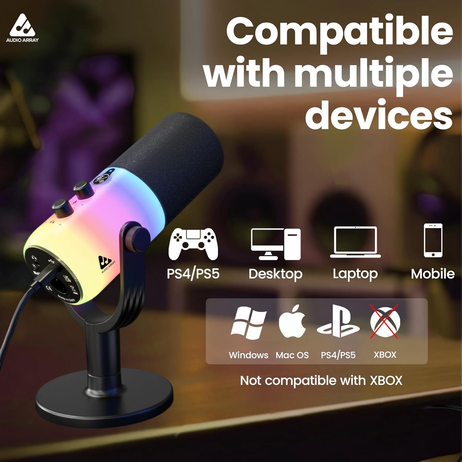 Audio Array AM-C48 Full RGB Dynamic XLR/USB Microphone