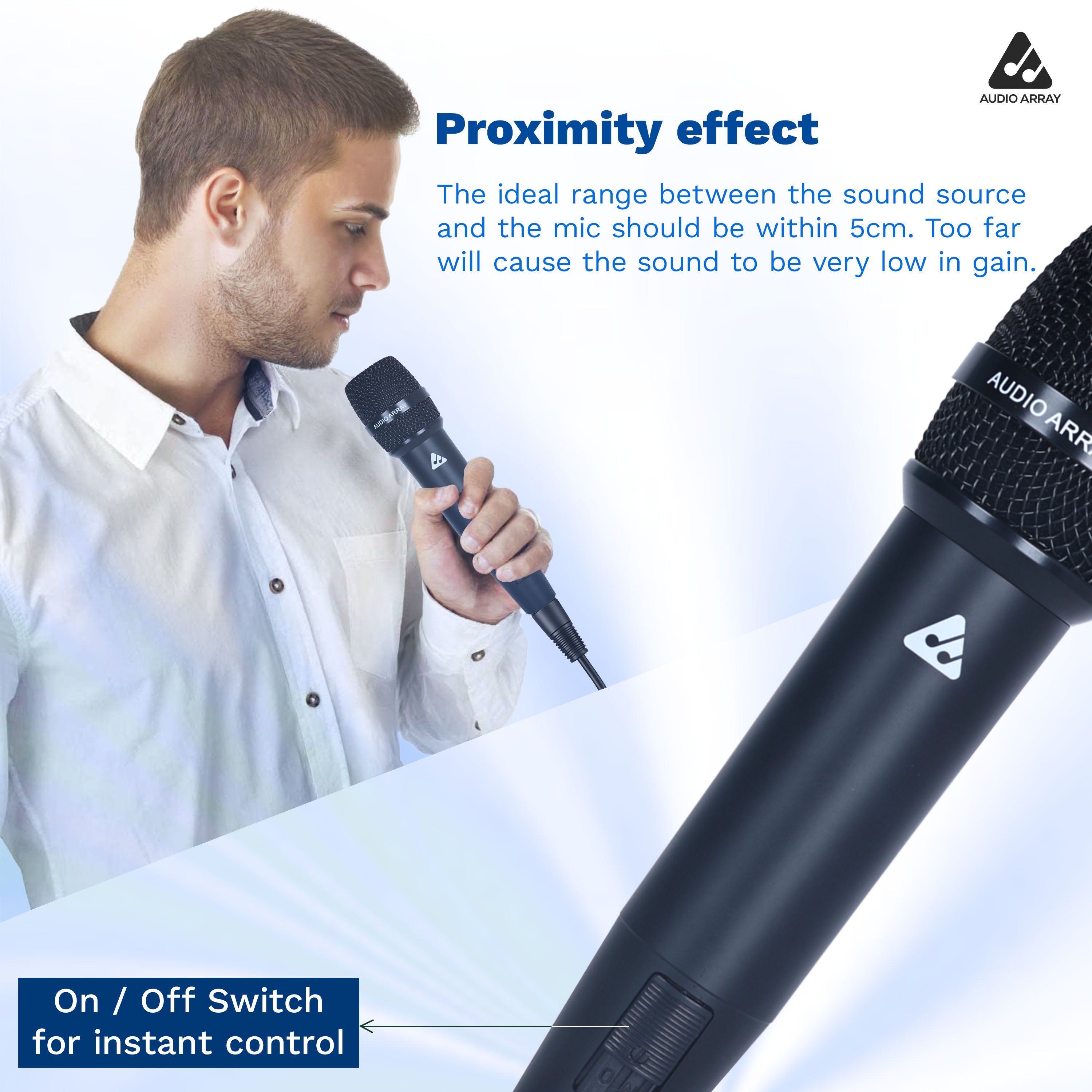 Audio Array Premium Dynamic XLR to TRS Microphone | 24Bit/48kHz | Cardioid Pattern | AM-C52