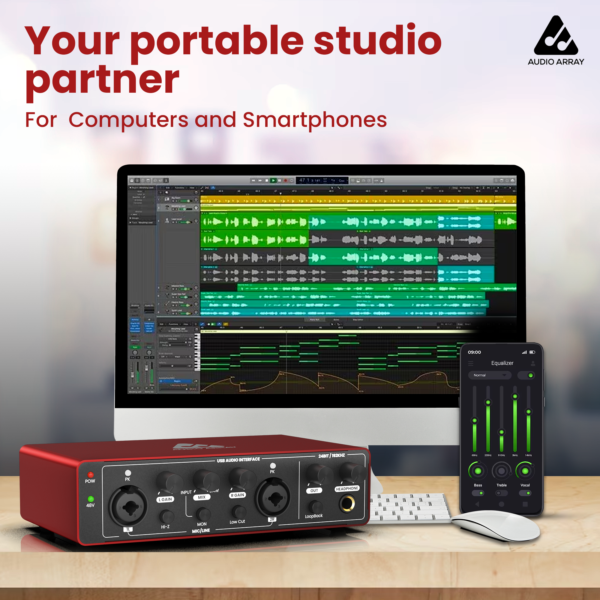 AI-04 2x2 Audio Interface | Metal Body | Red