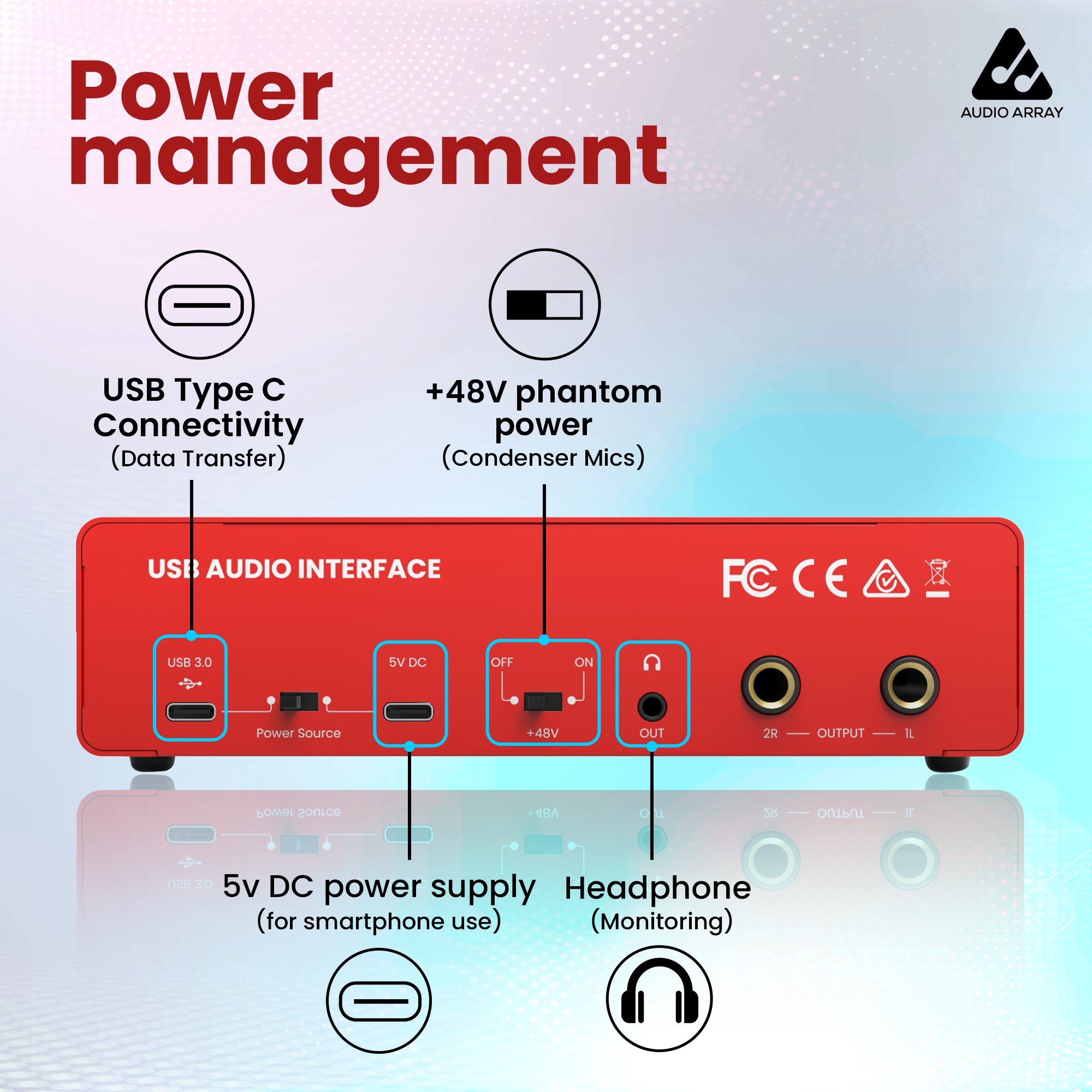 AI-04 2x2 Audio Interface | Metal Body | Red