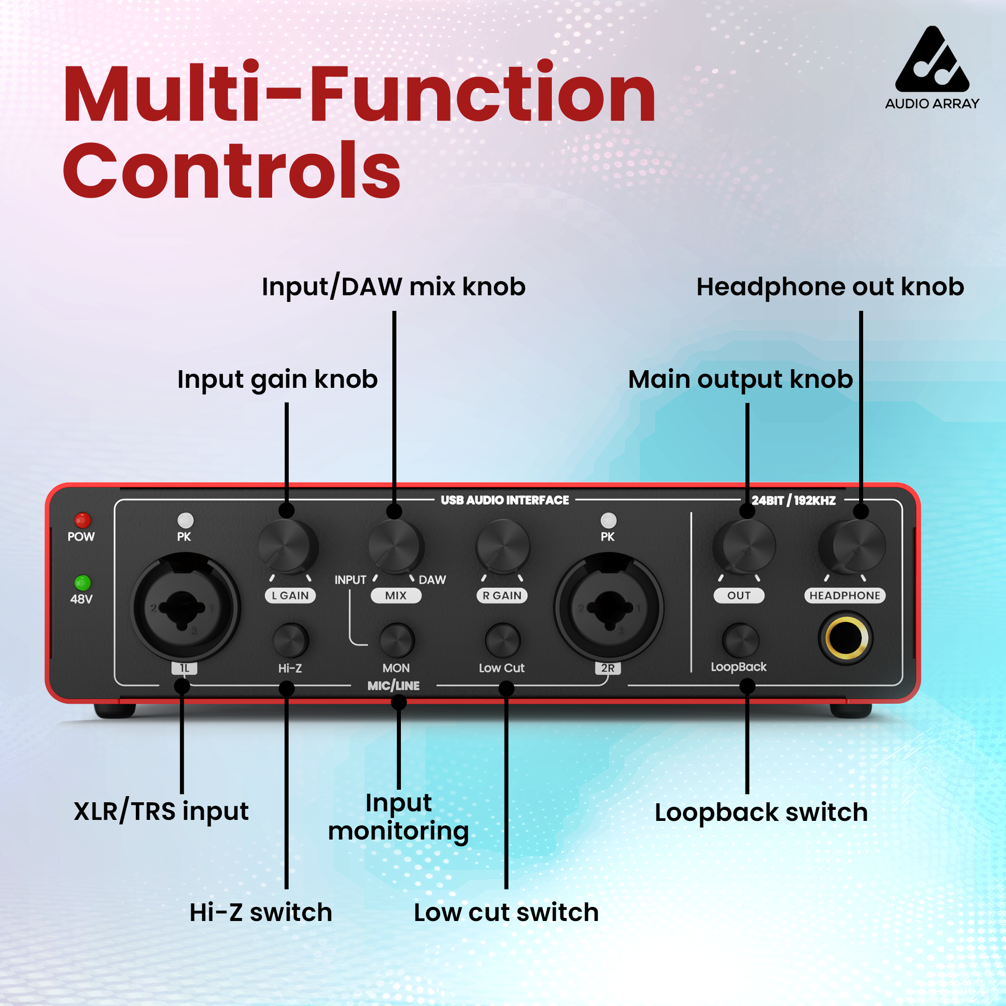 AI-04 2x2 Audio Interface | Metal Body | Red