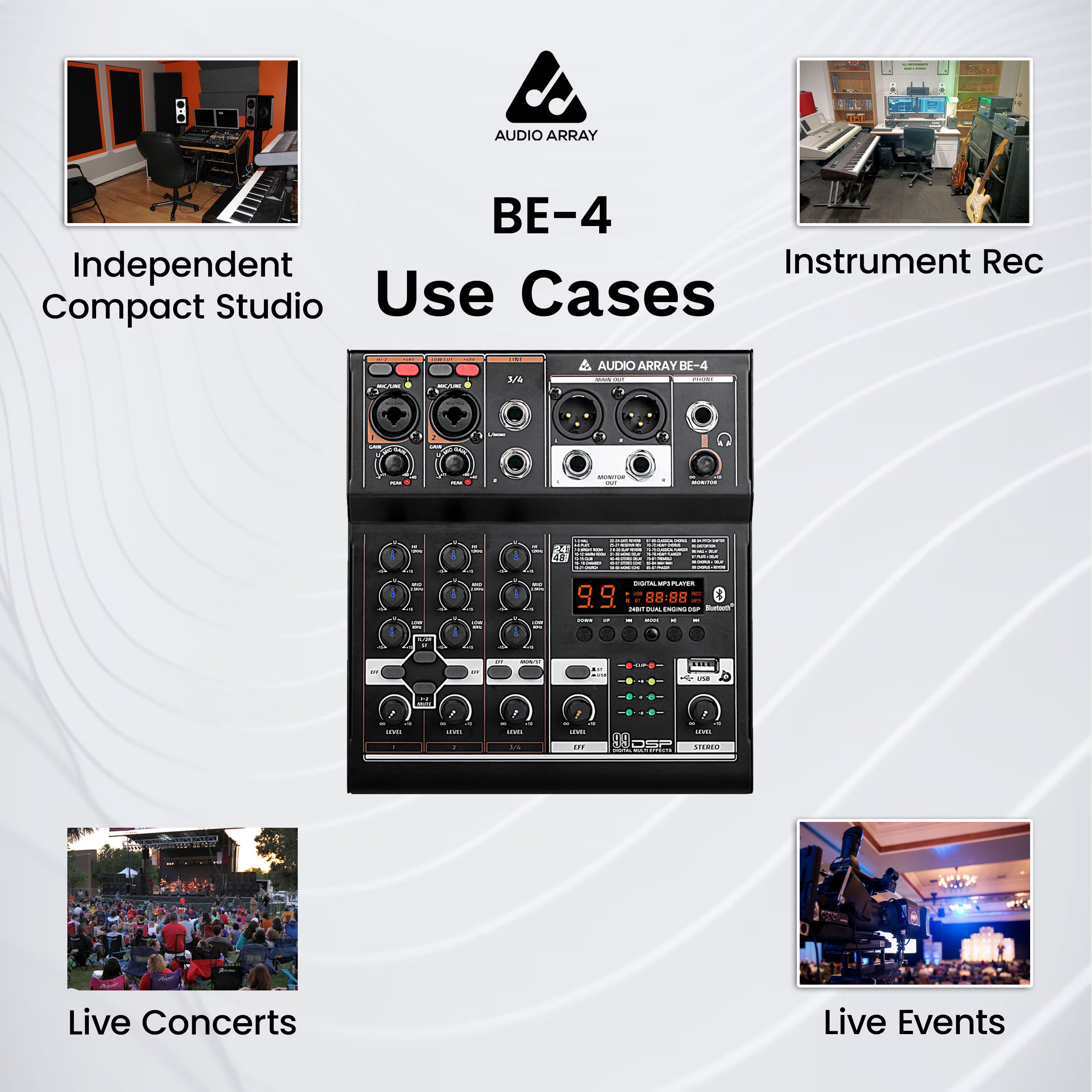 Audio Array BE-4 4 Channel Mixer With OTG