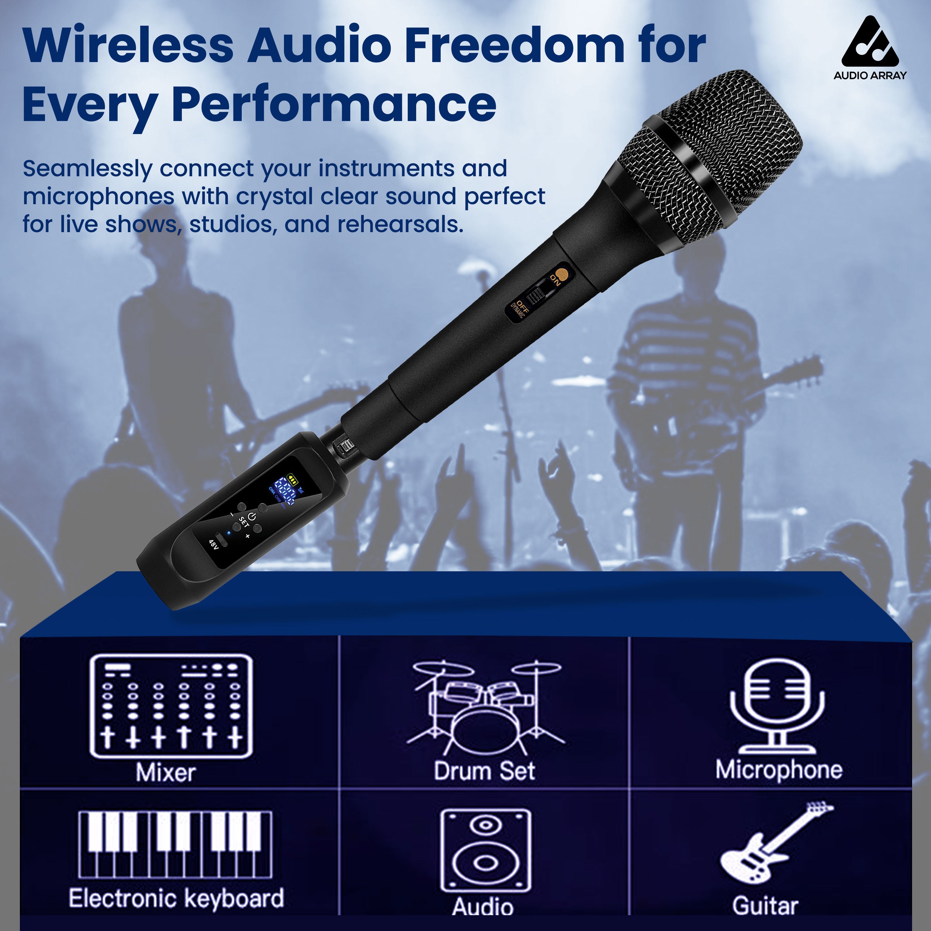 Audio Array Dual Wireless Mic Transceiver | UHF Wireless Audio System | 24Bit/48kHz Audio | W3