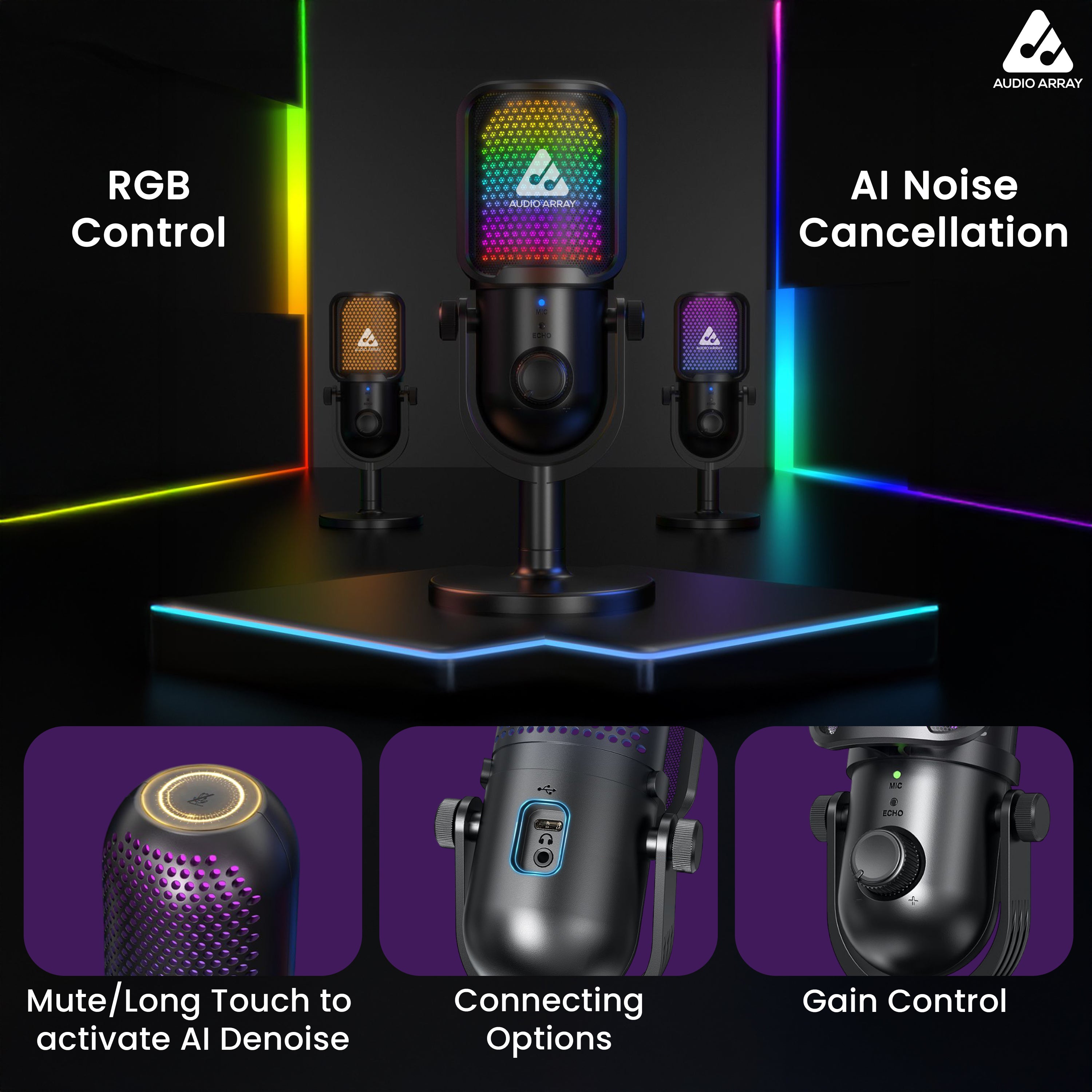 Audio Array AM-C47 RGB USB Condenser Mic Kit