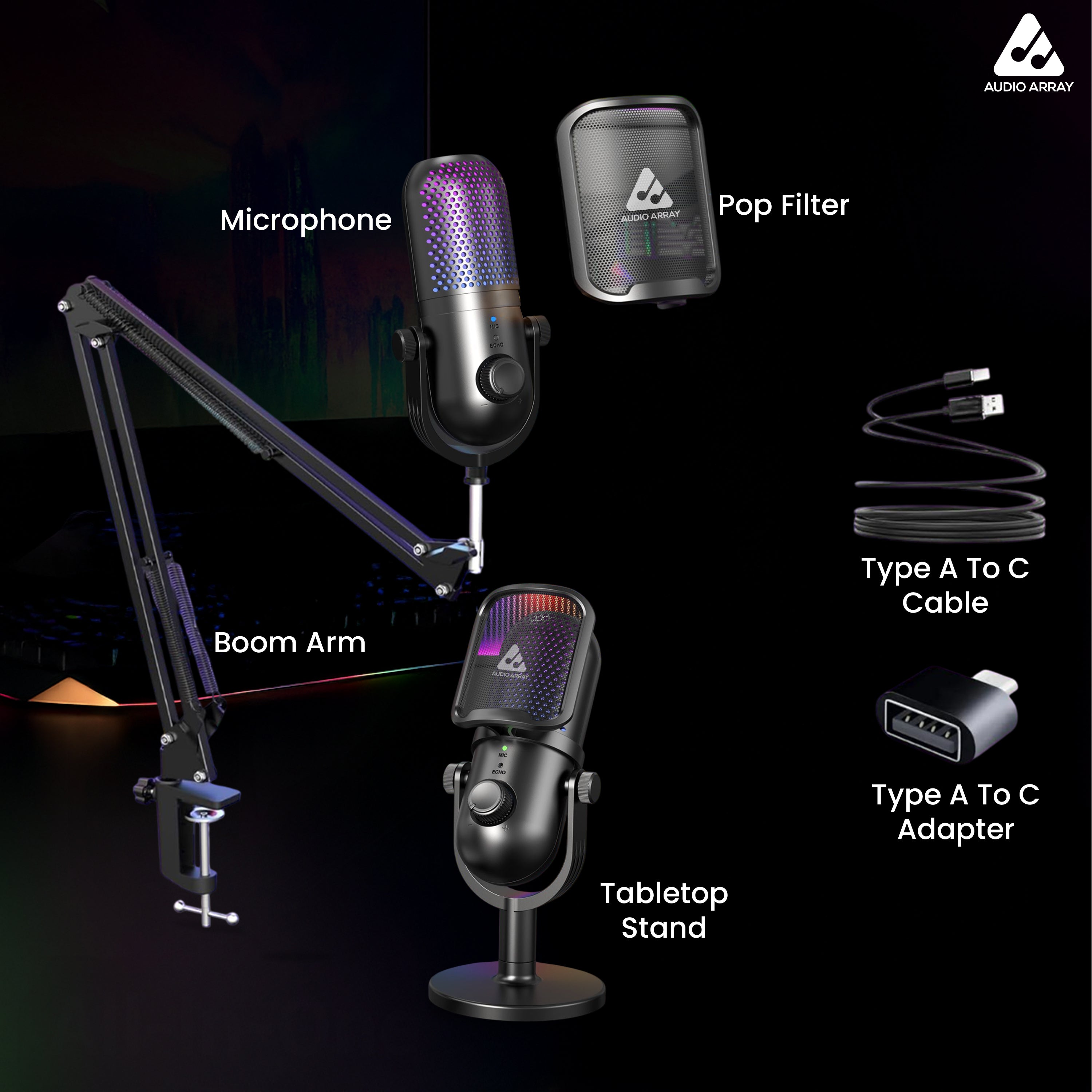 Audio Array AM-C47 RGB USB Condenser Mic Kit