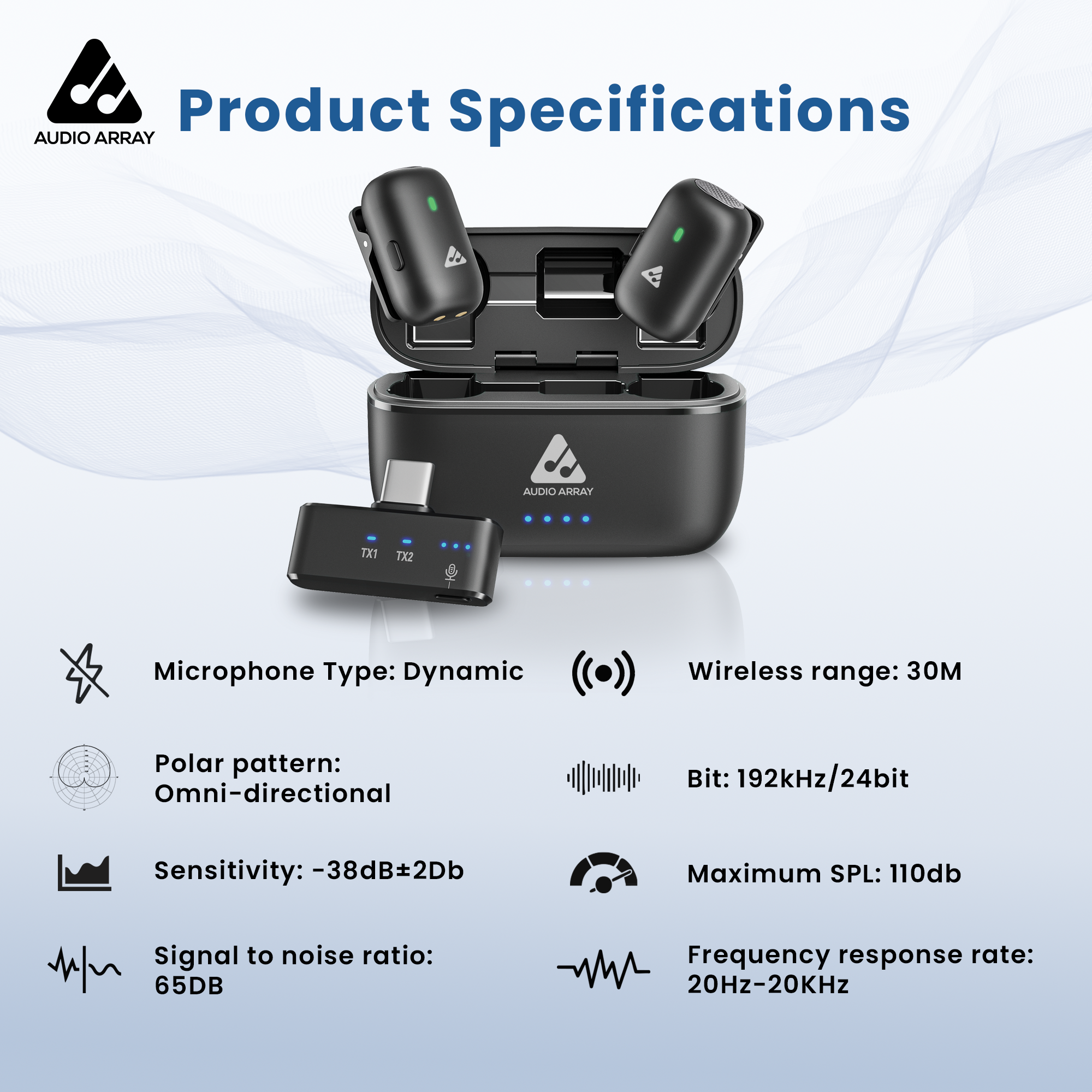 Audio Array Mini Wireless Lavalier Microphone AM-W19