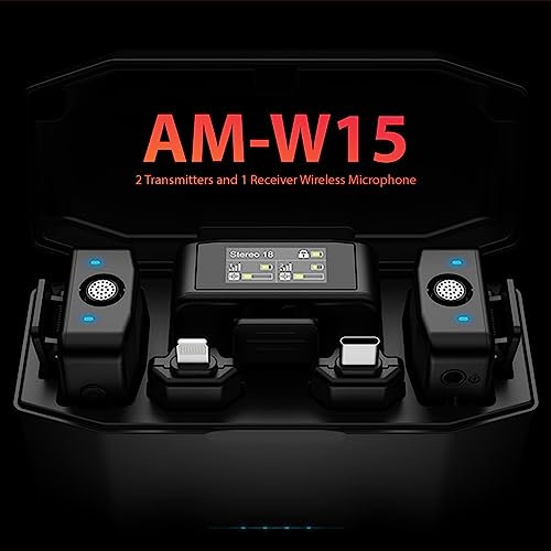 AM-W15 Dual Wireless Mics with Charging Case