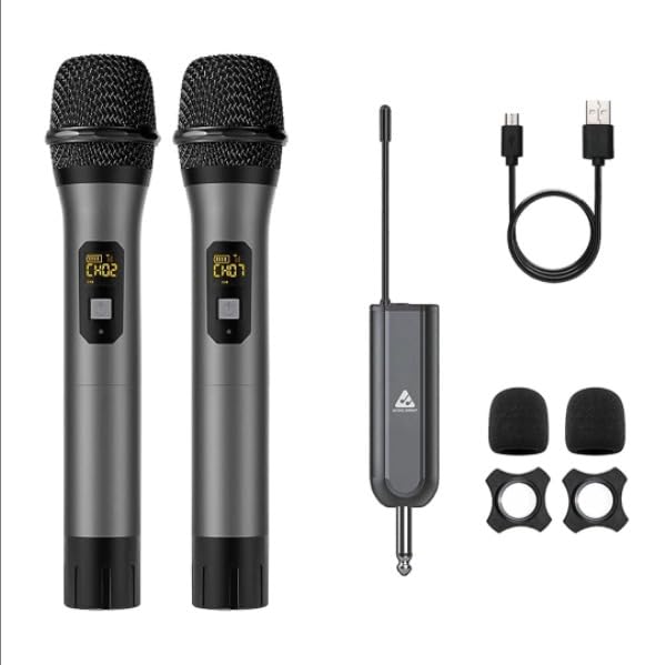 AM-W12 UHF Dual Wireless Metal Microphones