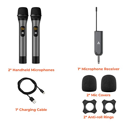 AM-W12 UHF Dual Wireless Metal Microphones